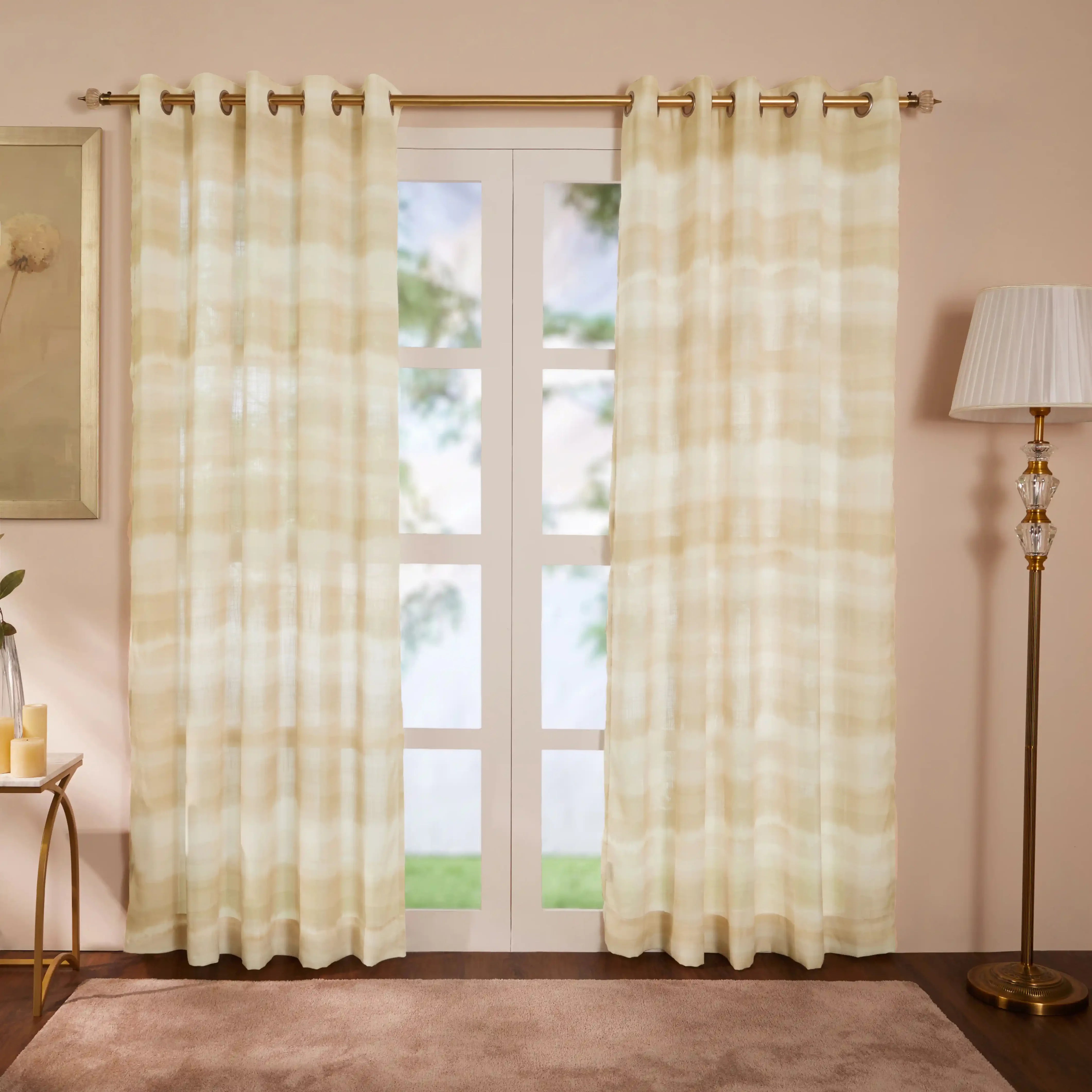 Meriga Set Of 2 Sheer Readymade Curtains | 
Ethereal Waves Opal / Door (7ft X 4.4ft)