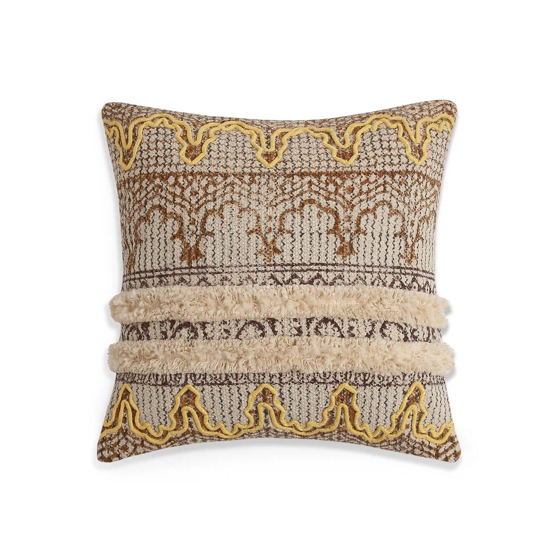 Vissencia 100% Cotton Woven Cushion Cover | Ethnic Roots Honeycomb / Cushion Cover (51cm x 51cm)