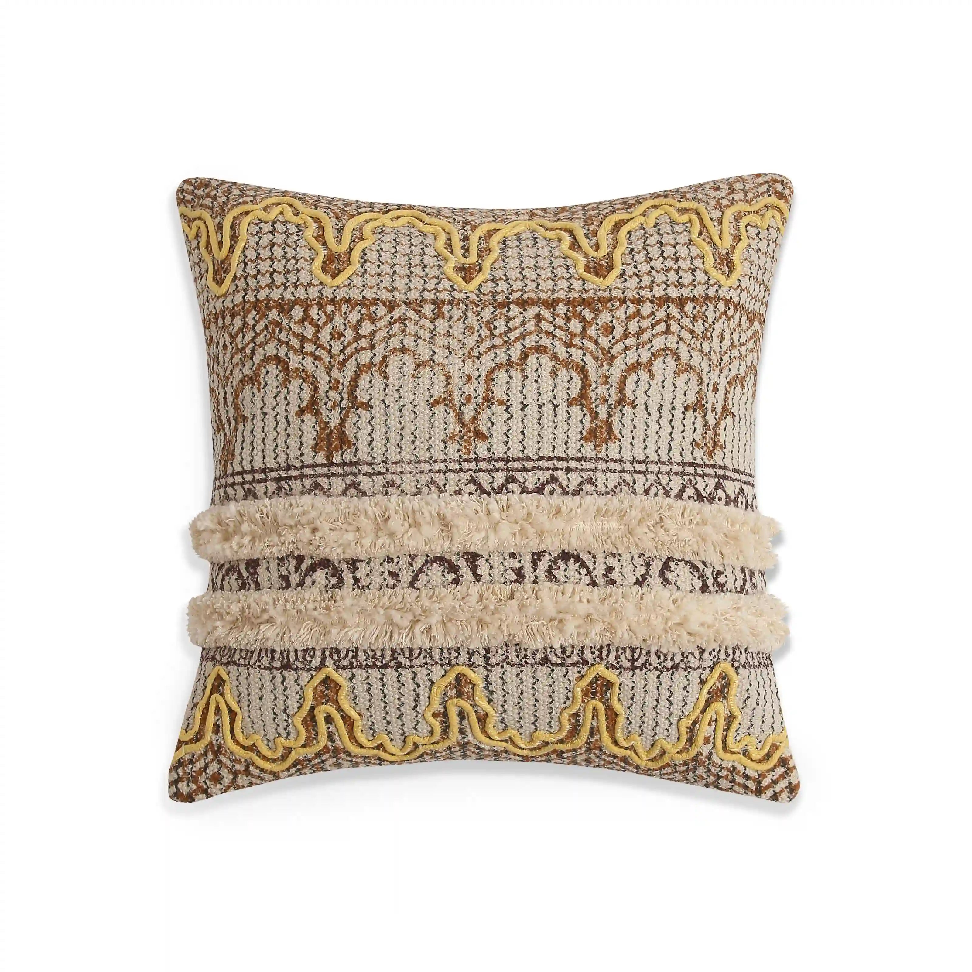Vissencia 100% Cotton Woven Cushion Cover | Ethnic Roots Honeycomb / Cushion Cover (51cm x 51cm)