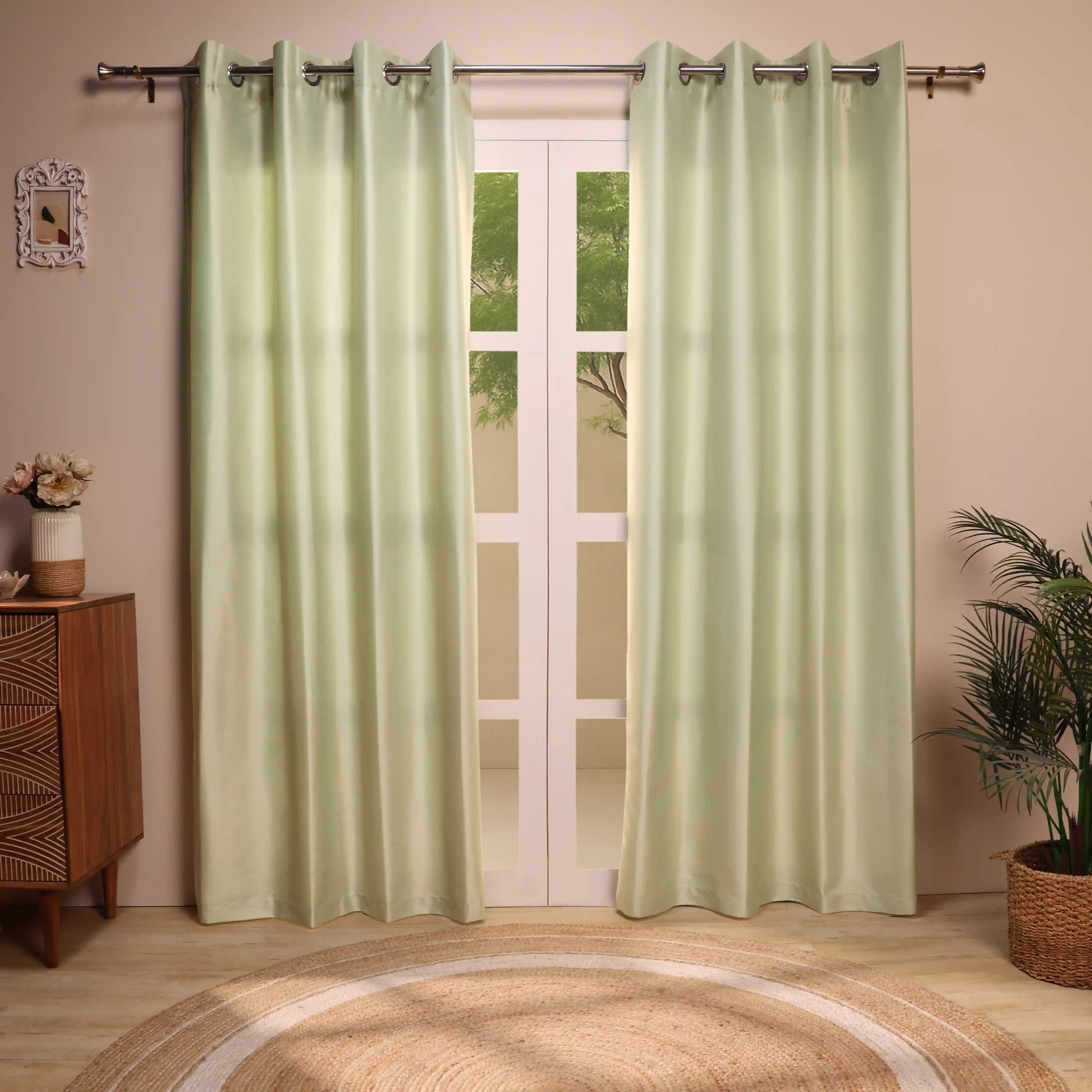Paleto Set Of 2 Solid Readymade Curtains | Pure Hues Blue Dust / Door (4.25ft X 7.22ft)
