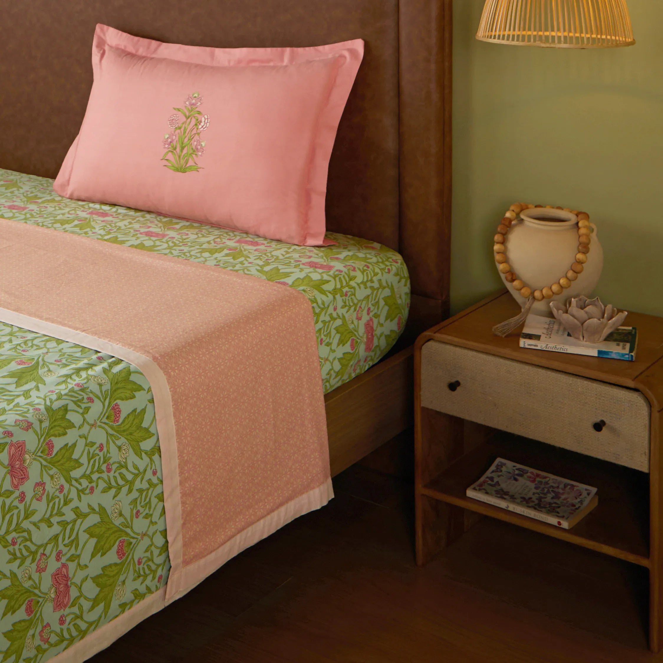 Chippa Lane | Contemporary Indian Print Design Reversible Dohar with Super Soft Flannel Layering-Sage Mint Sage Mint / Single