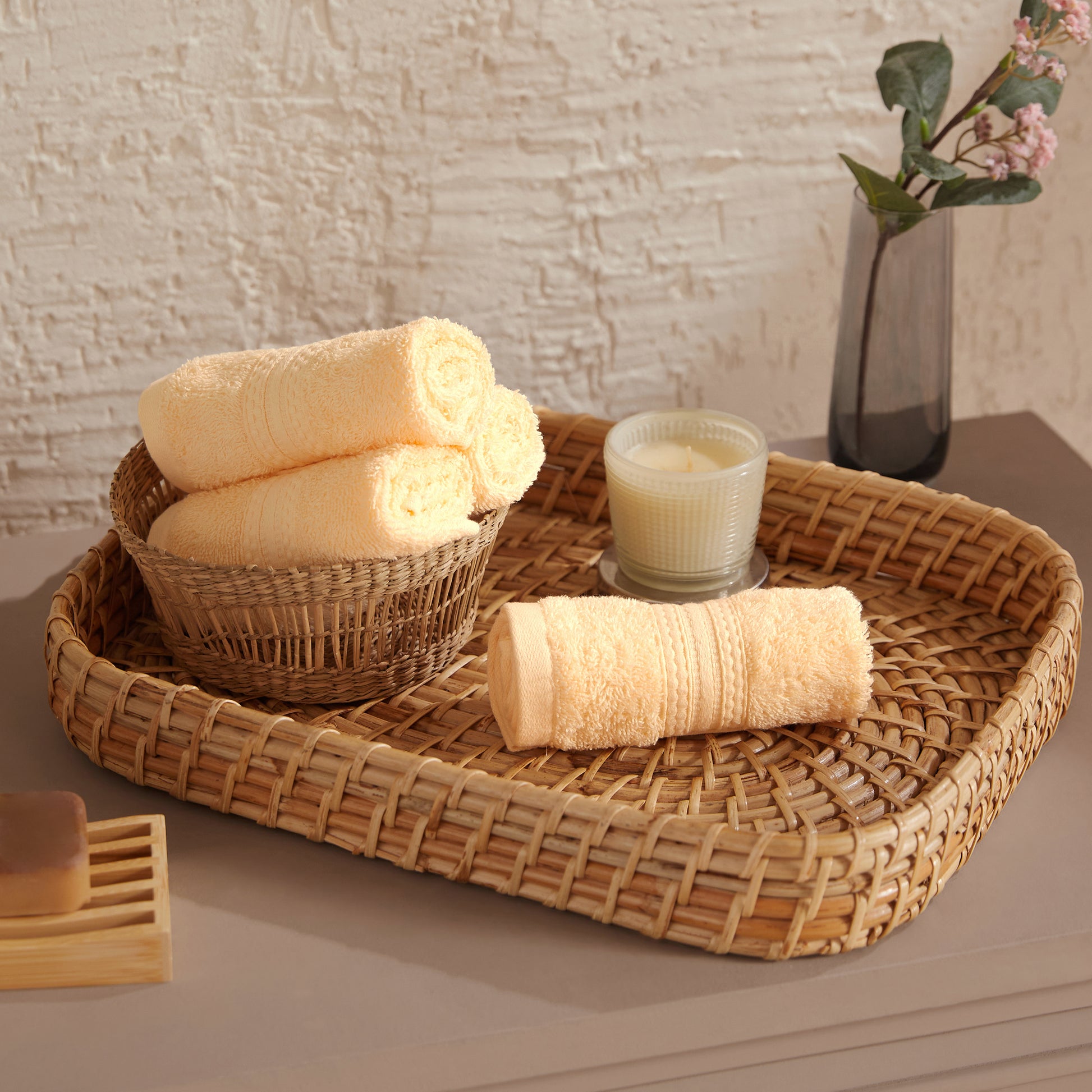 Paleto 100% Cotton Face Towel - Pack Of 4 Buttercream / Face Towel (30cm x 30cm)