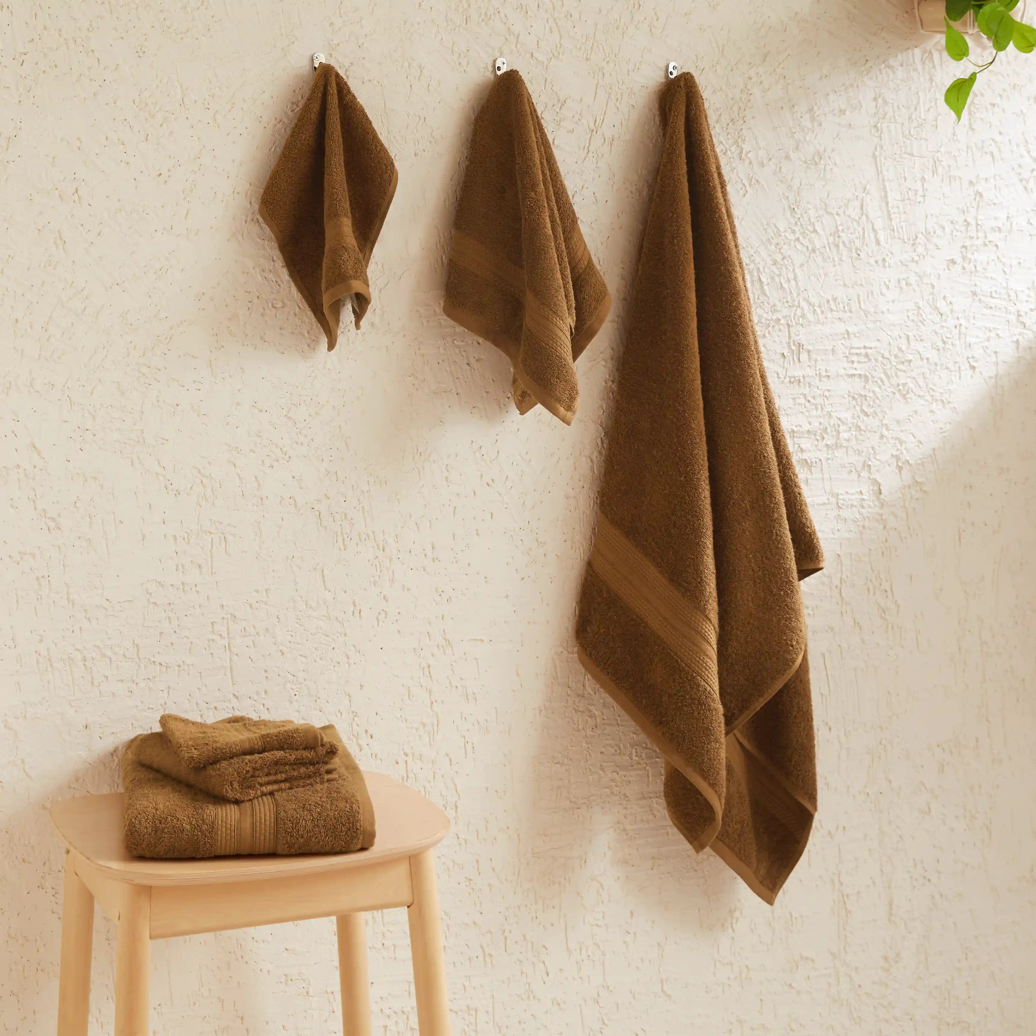 Paleto | Everyday Essentials Absorbent Ring Spun Cotton 6 Piece Terry Towel Set | Set of Bath, Hand & Face Towels Chocolate / 6 Piece Set