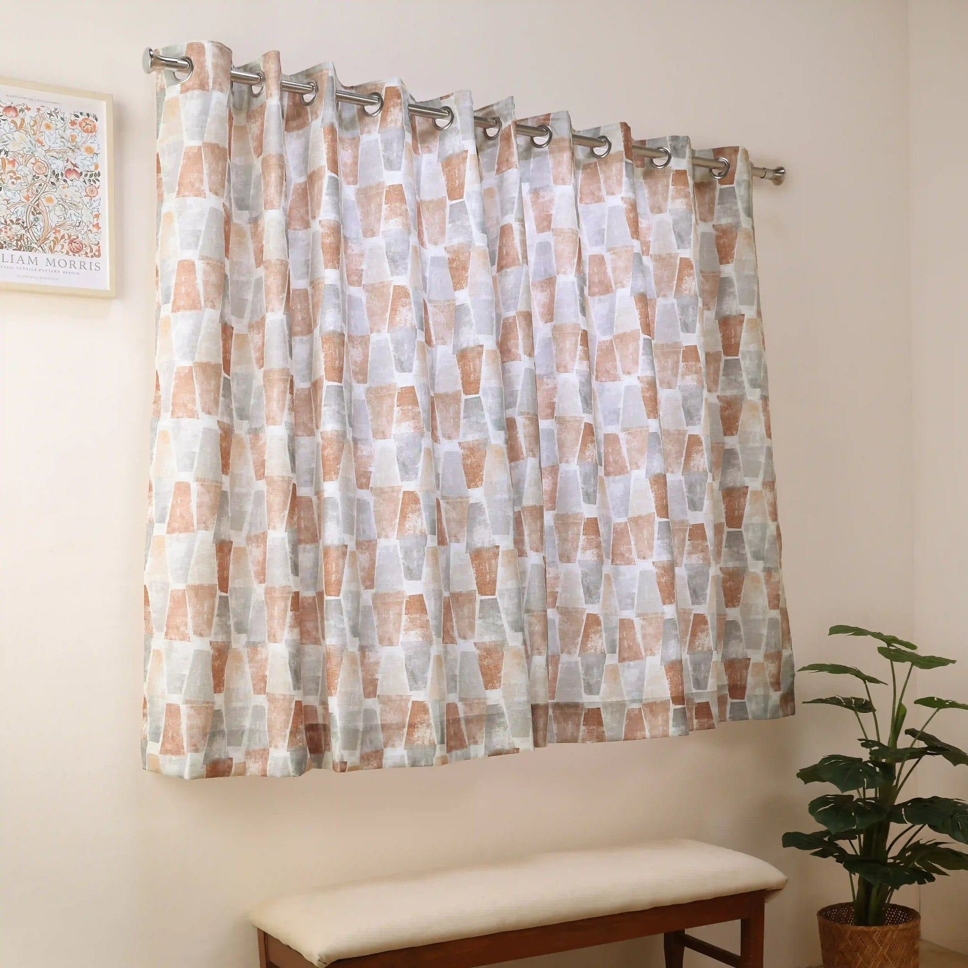 Chippa Lane Set Of 2 Printed Readymade Curtains | Brickscapes Hazel / Window (5ft X 4.4ft)