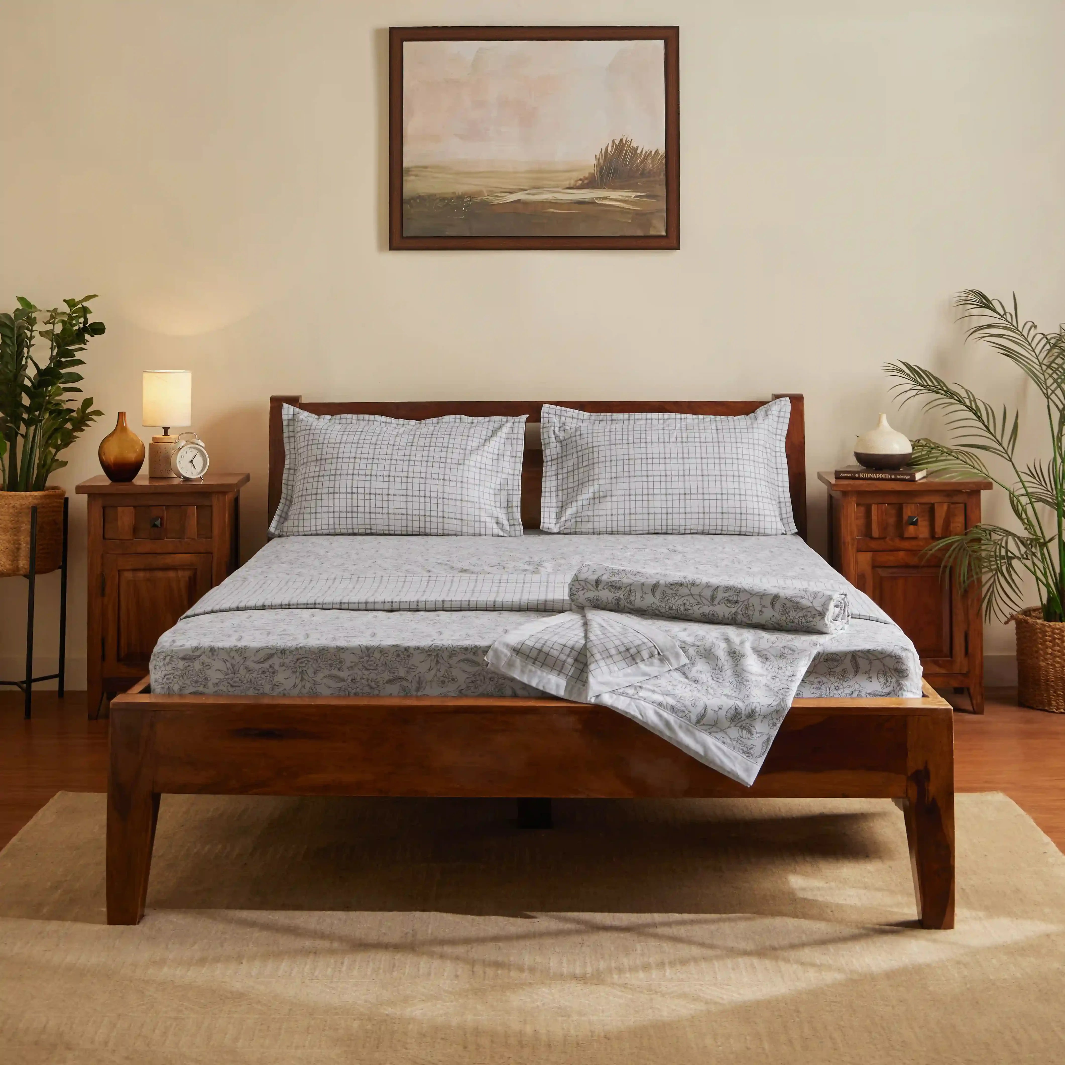 Mishella 100% Cotton Bedding Set Charcoal Bloom / Double