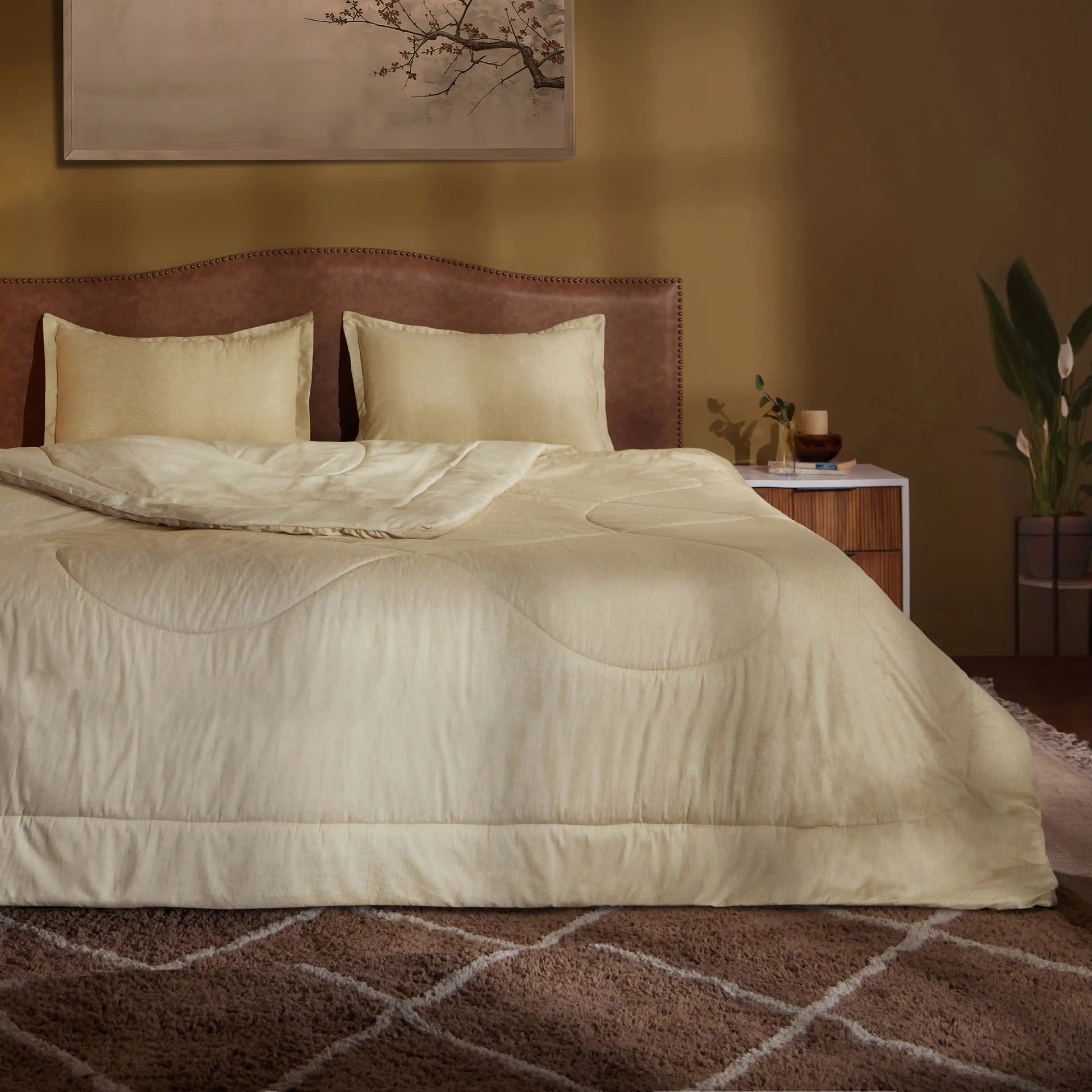 Yutori 100% Cotton Double Comforter Beige / Double