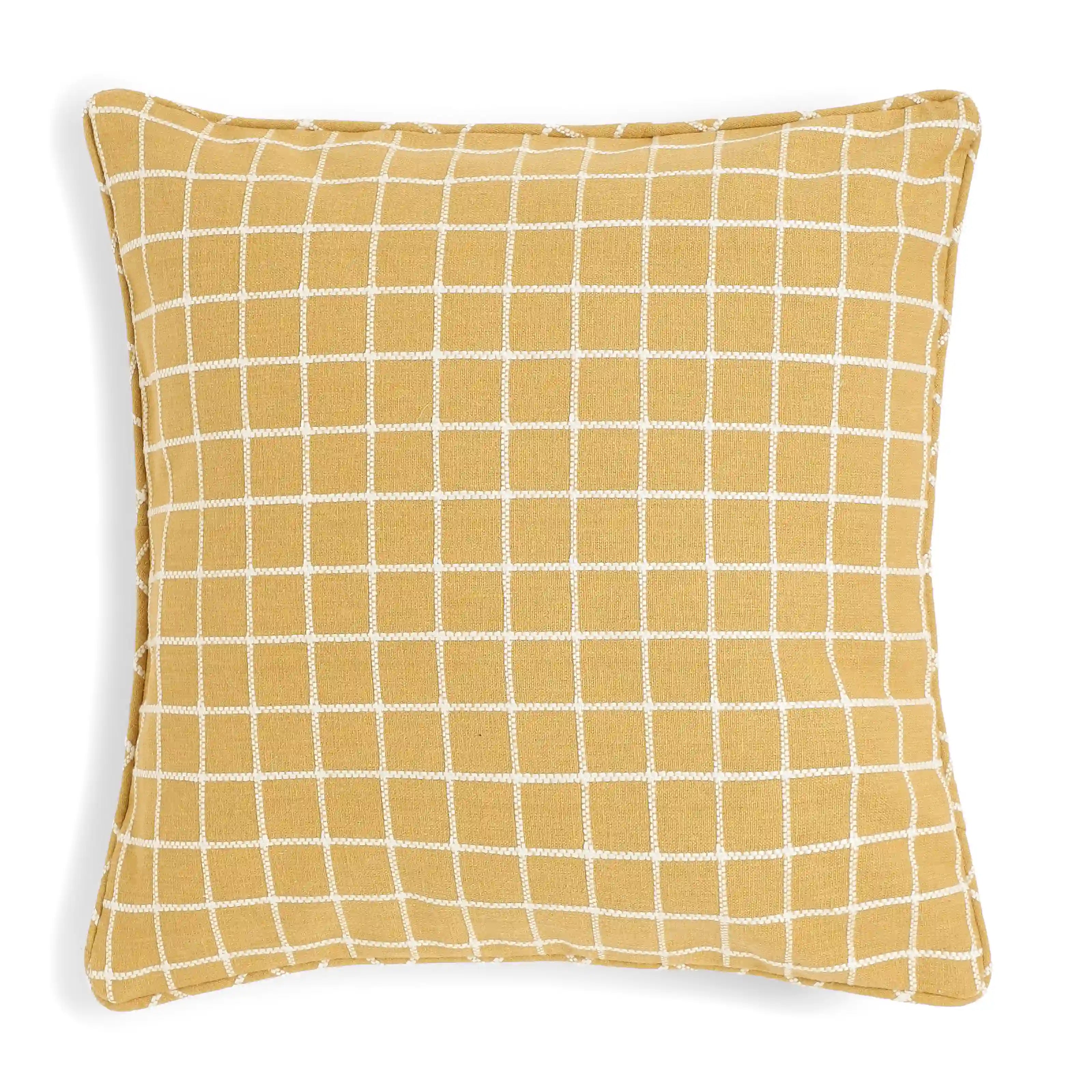 Vissencia Woven Cushion Cover | Playful Grid Warm Amber / Cushion Cover (41cm x 41cm)