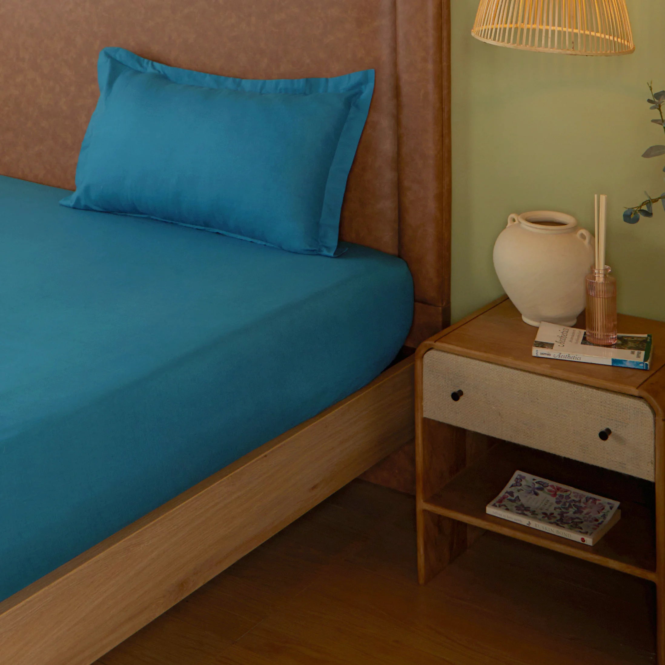 Paleto | Everyday Hues Solid Dyed Cotton Bedsheet Set-Mineral Mineral / Single