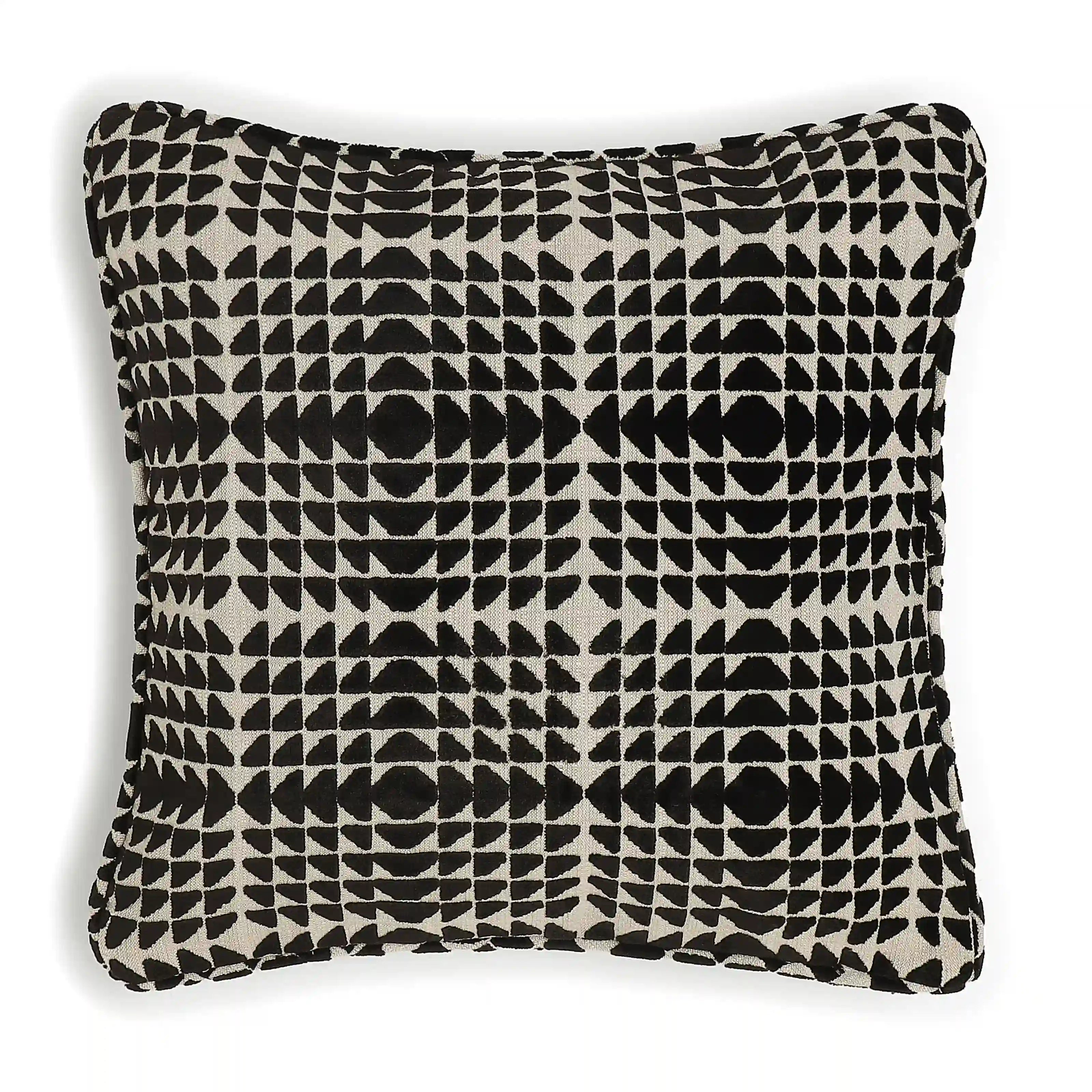 Estrella Woven Cushion Cover | Monochrome Play Ebony / Cushion Cover (51cm x 51cm)