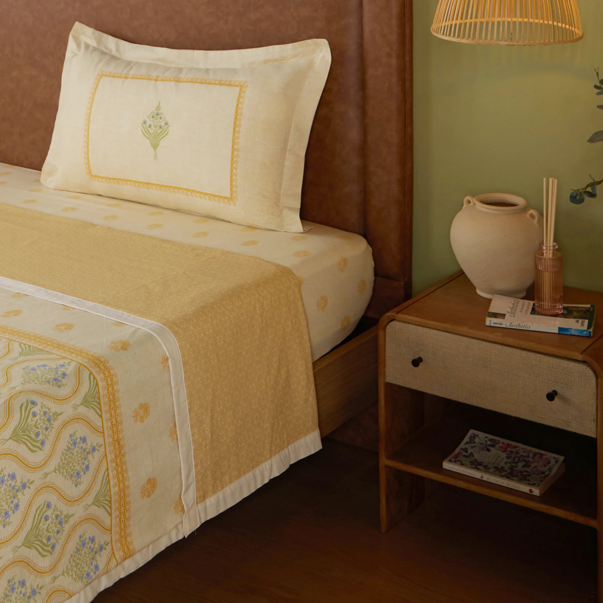 Chippa Lane | Contemporary Indian Print Design Reversible Dohar with Super Soft Flannel Layering-Mustard Mustard / Single