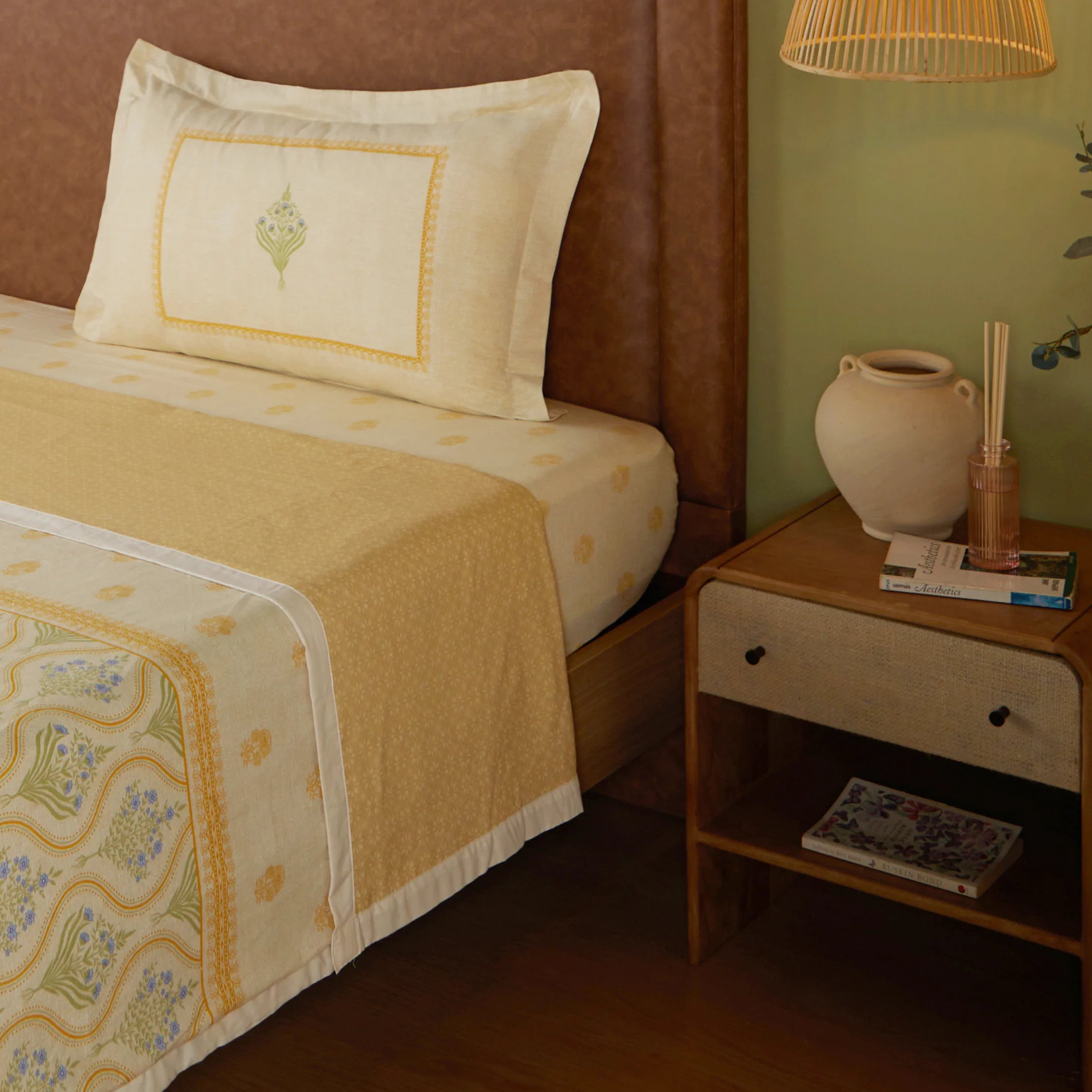 Chippa Lane | Contemporary Indian Print Design Reversible Dohar with Super Soft Flannel Layering-Mustard Mustard / Single
