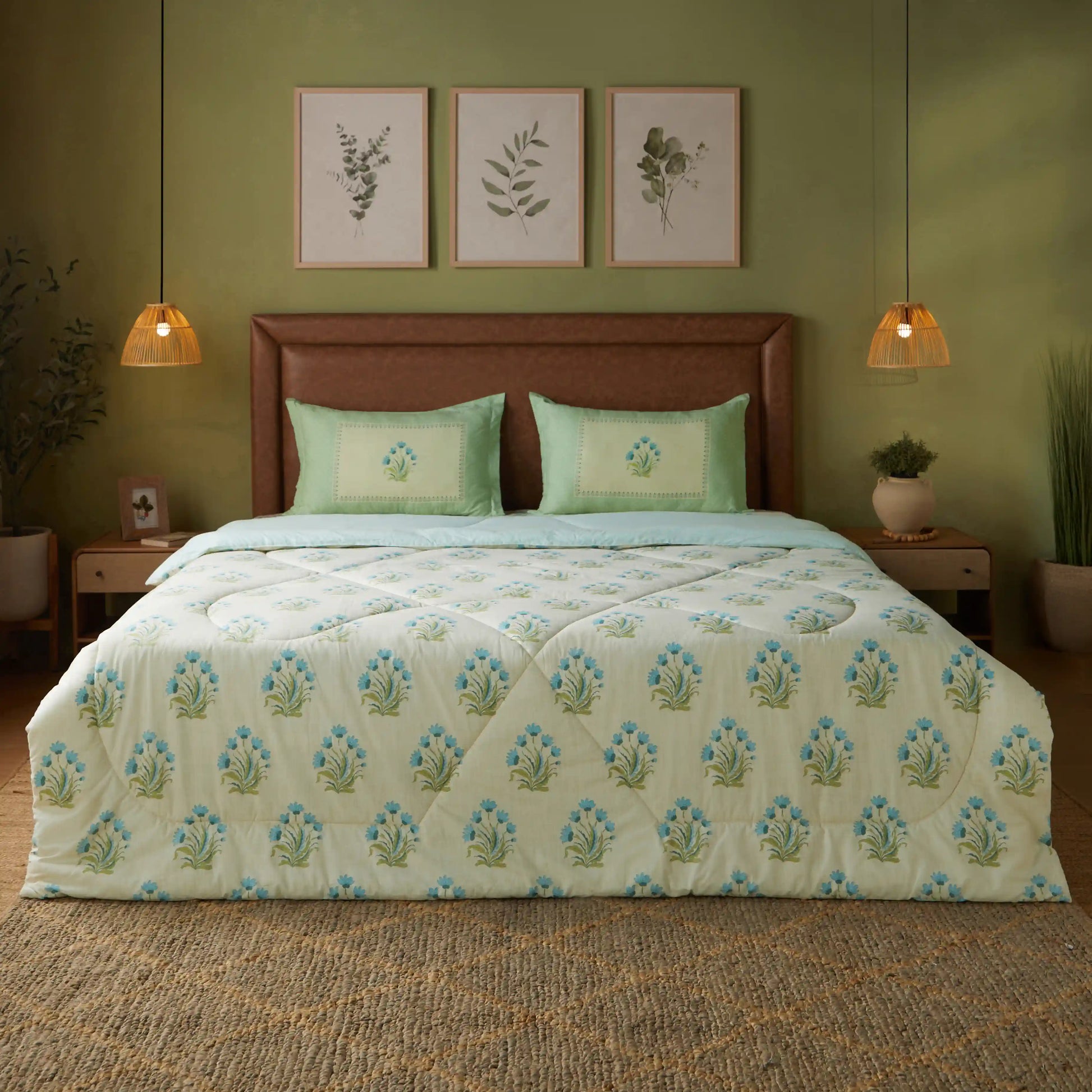 Chippa Lane 100% 240GSM Cotton Comforter Indian Sage / Double