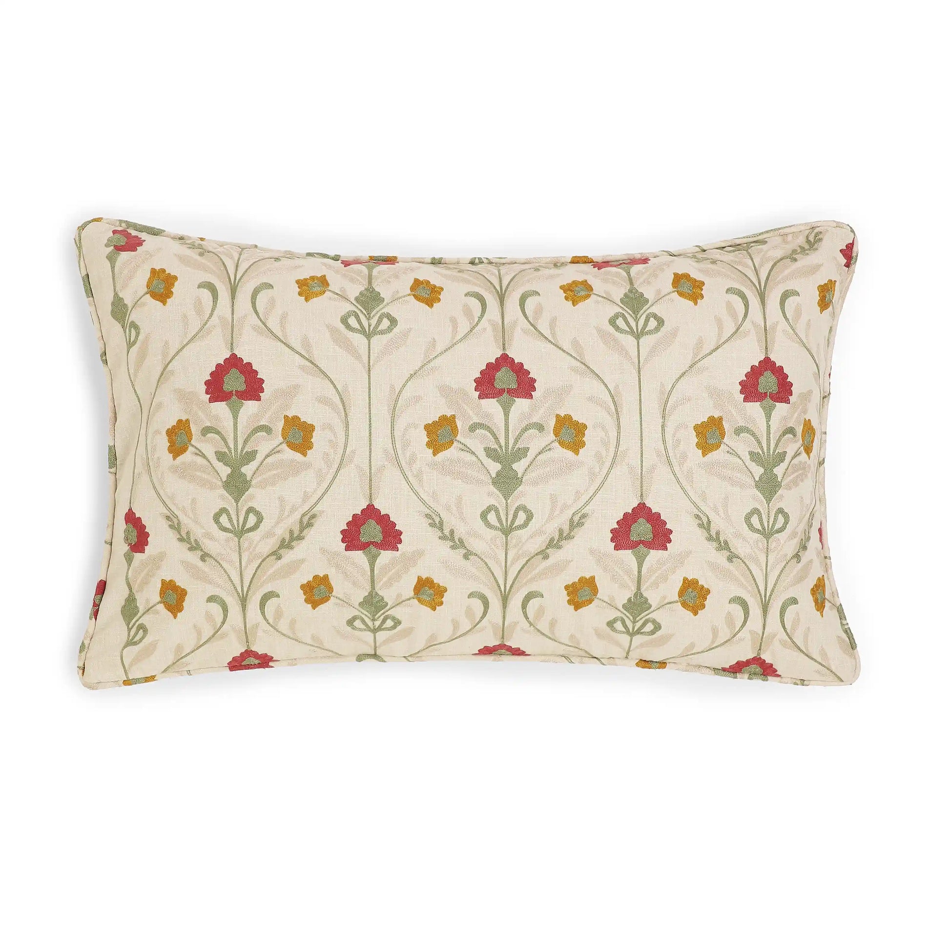 Espricia Embroidered Cushion Cover | Saanjh Merlot / Cushion Cover (41cm x 66cm)