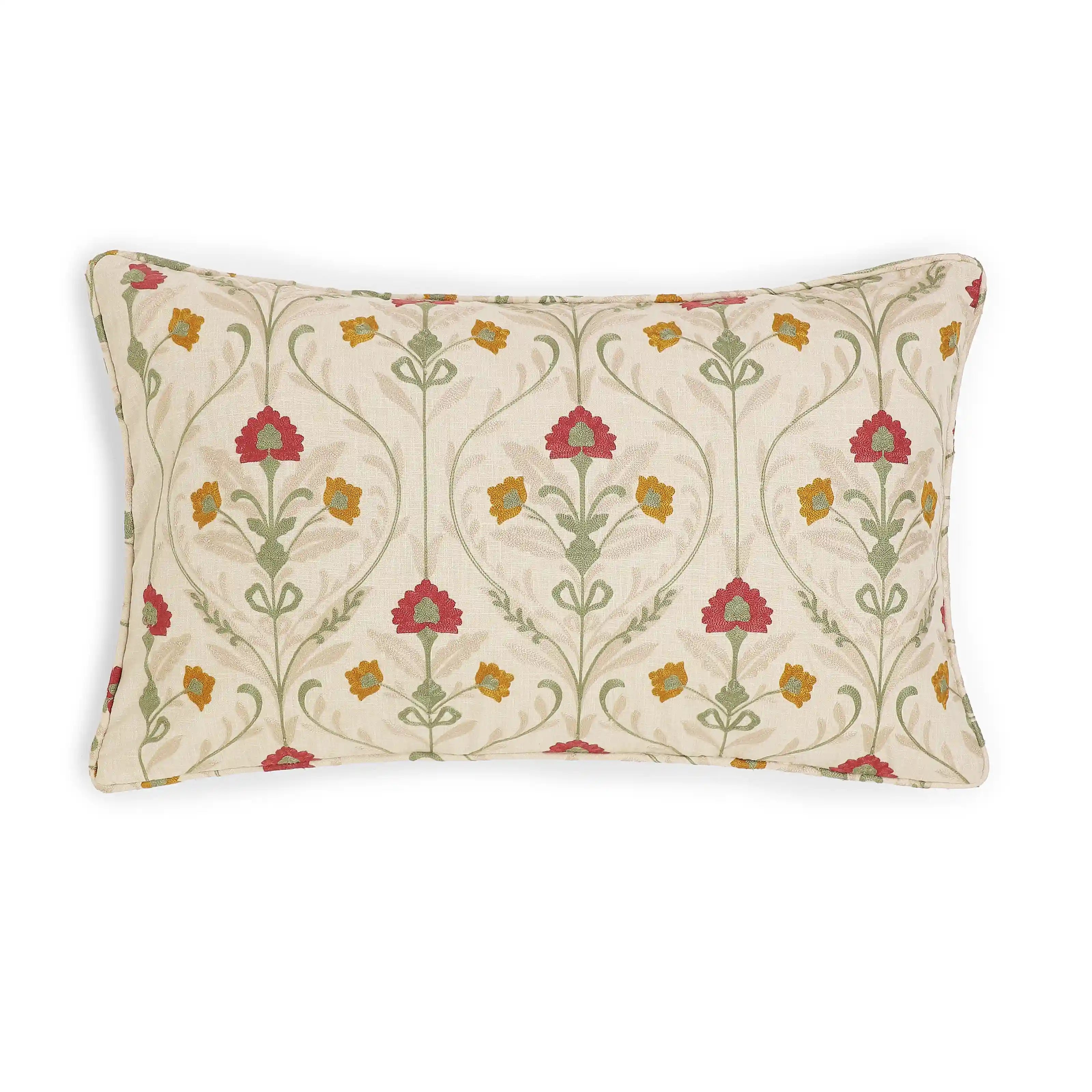 Espricia Embroidered Cushion Cover | Saanjh Merlot / Cushion Cover (41cm x 66cm)
