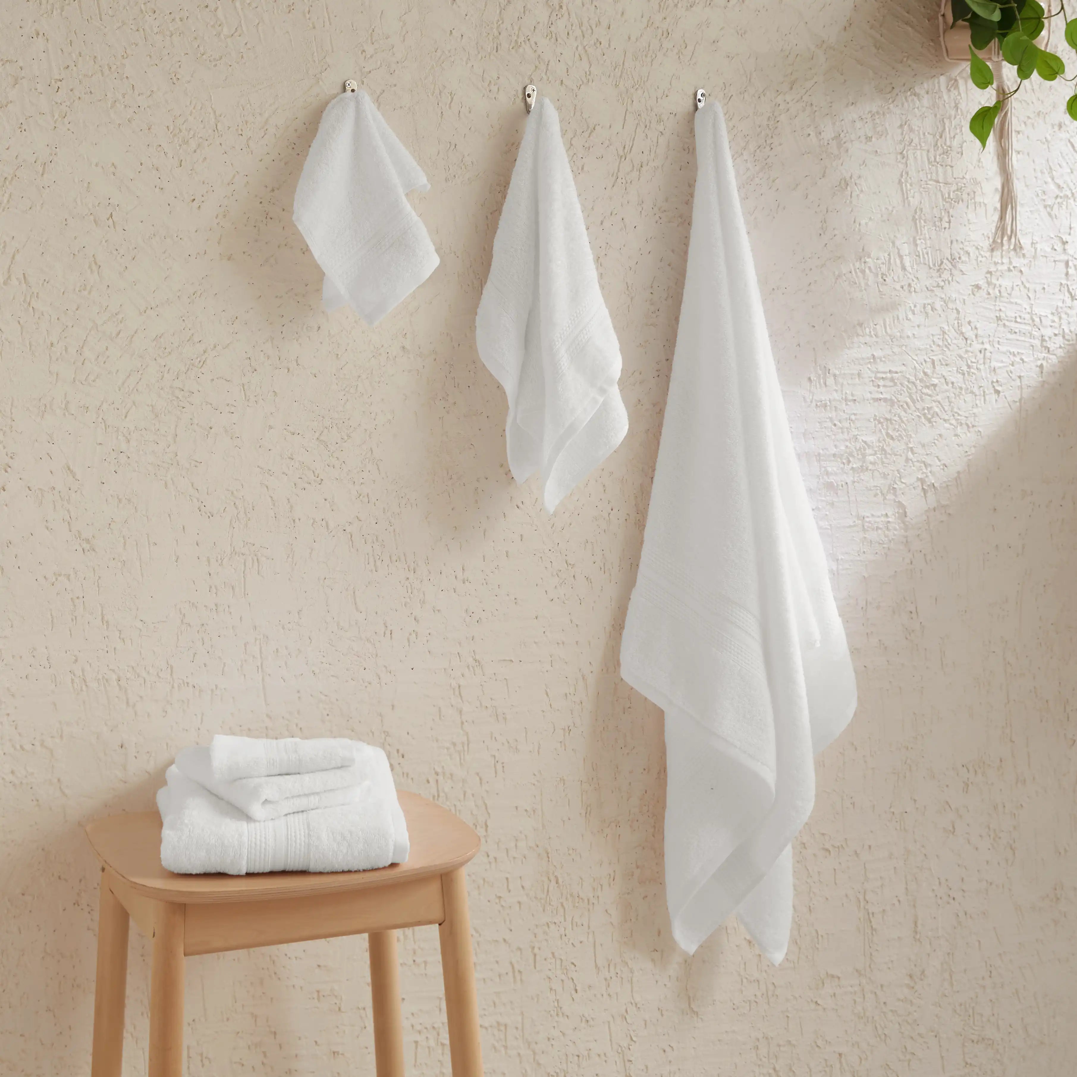 Paleto | Everyday Essentials Absorbent Ring Spun Cotton 6 Piece Terry Towel Set | Set of Bath, Hand & Face Towels Optical White / 6 Piece Set