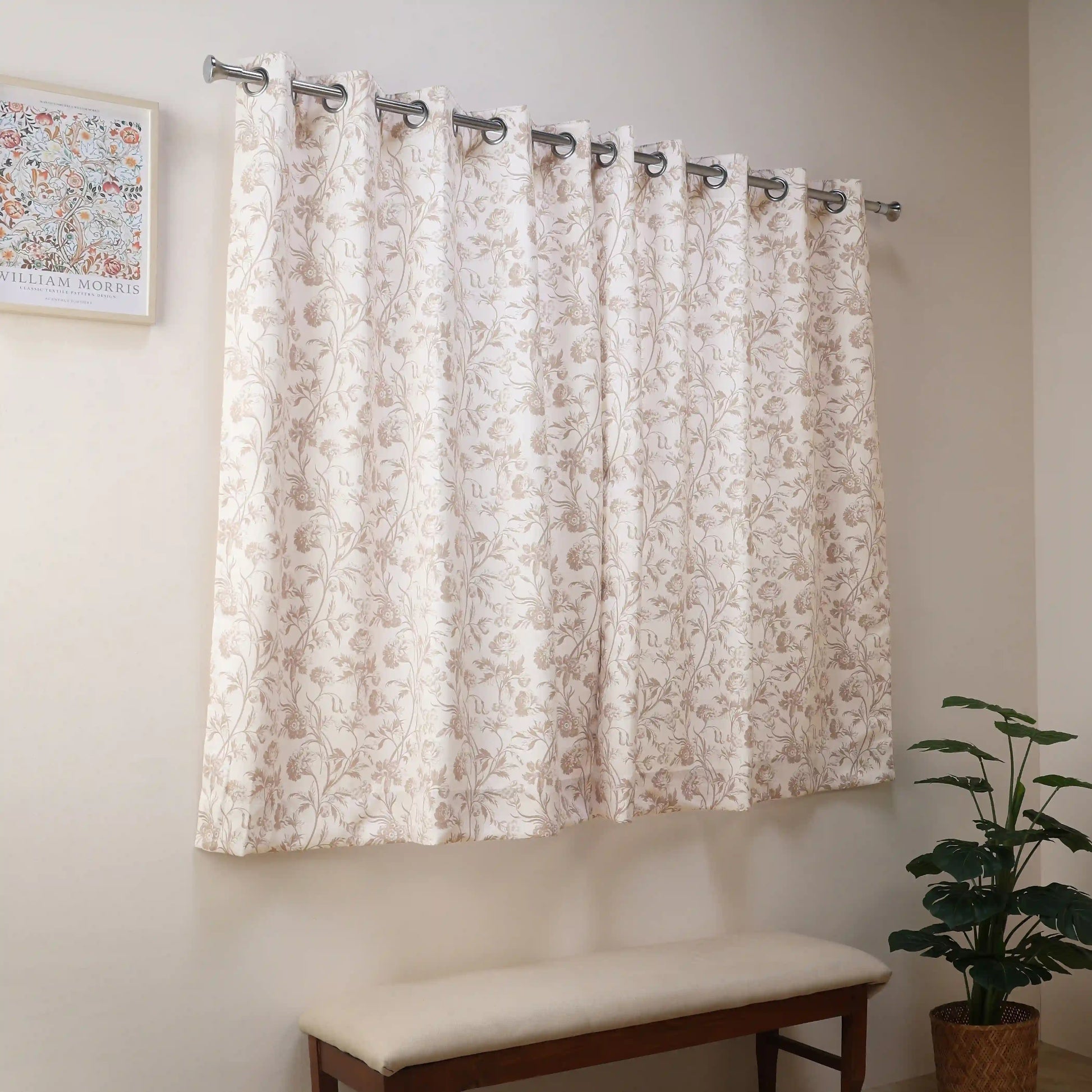 Bloomshire Classic Set Of 2 Printed Readymade Curtains | Shadow Bloom Walnut / Window (5ft X 4.4ft)