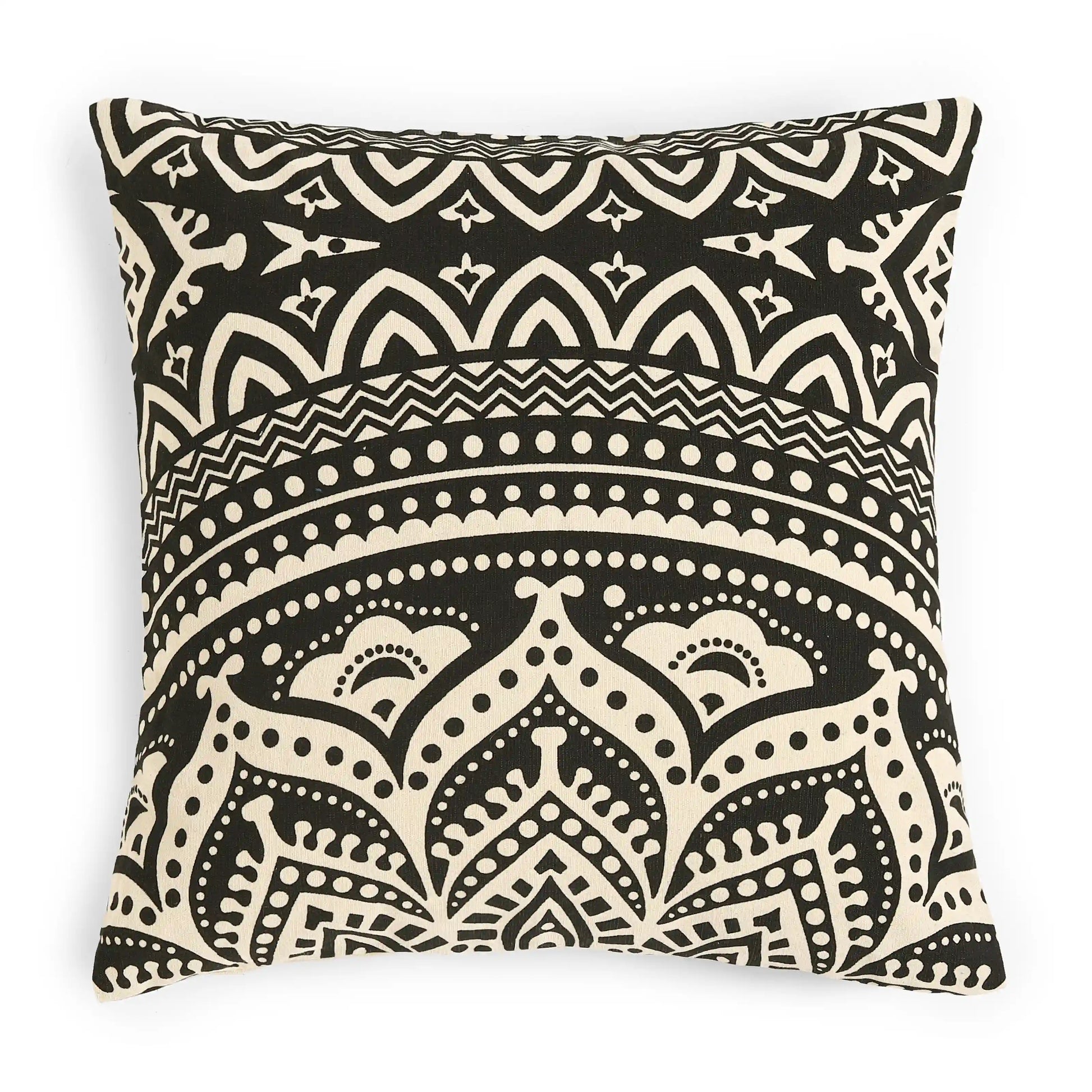 Vissencia 100% Cotton Printed Cushion Cover | Nomadic Tales Charcoal / Cushion Cover (41cm x 41cm)