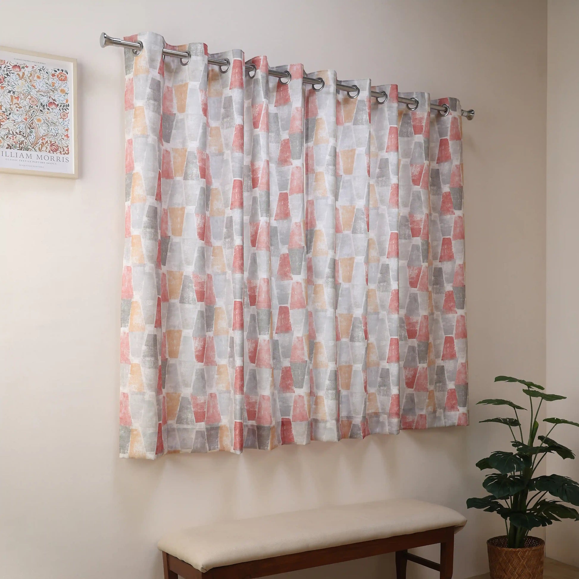 Chippa Lane Set Of 2 Printed Readymade Curtains | Brickscapes Ash Grey / Window (5ft X 4.4ft)
