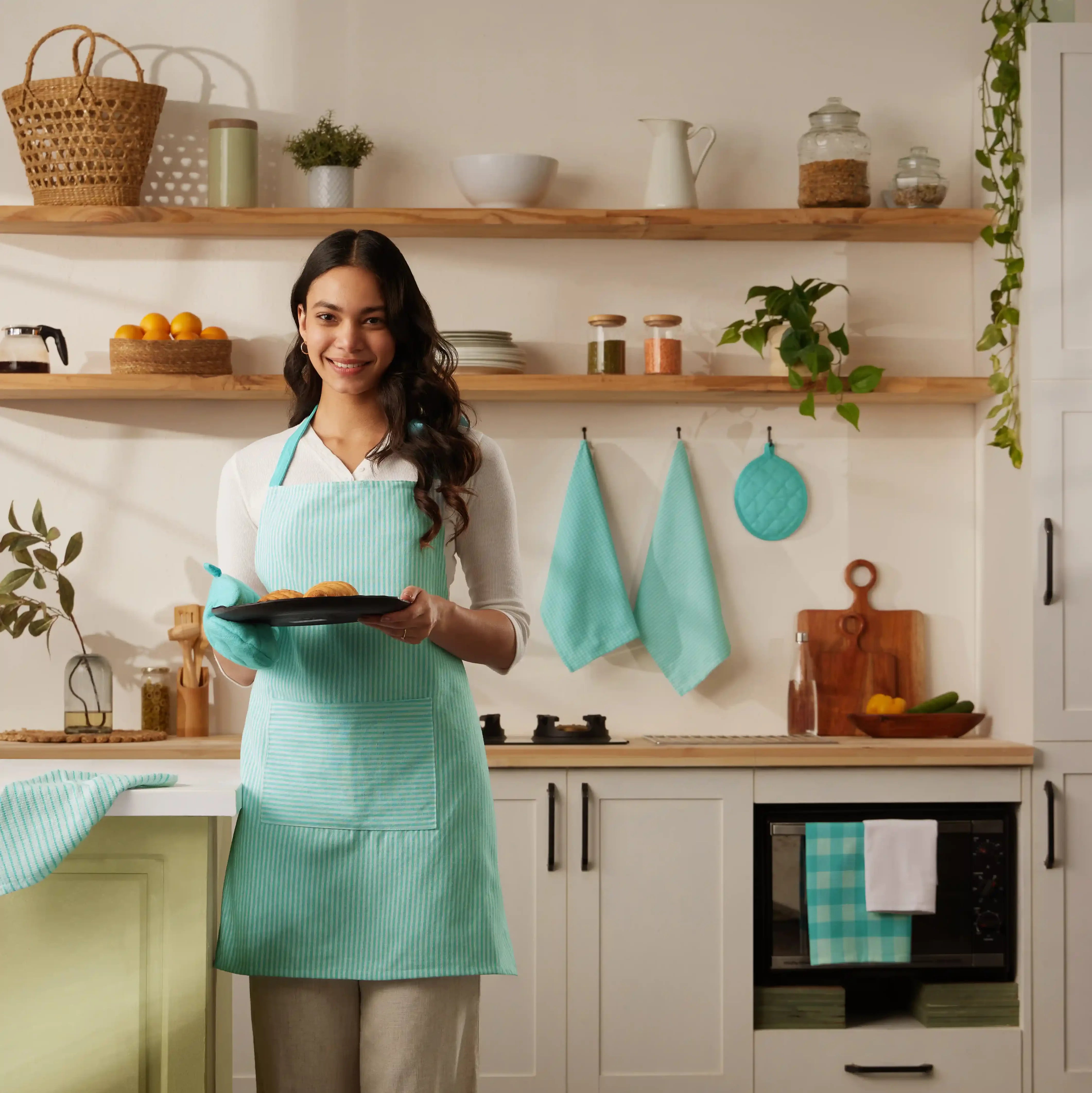 Nonna’s Home 20-Piece Kitchen Linen Set Aqua Mist