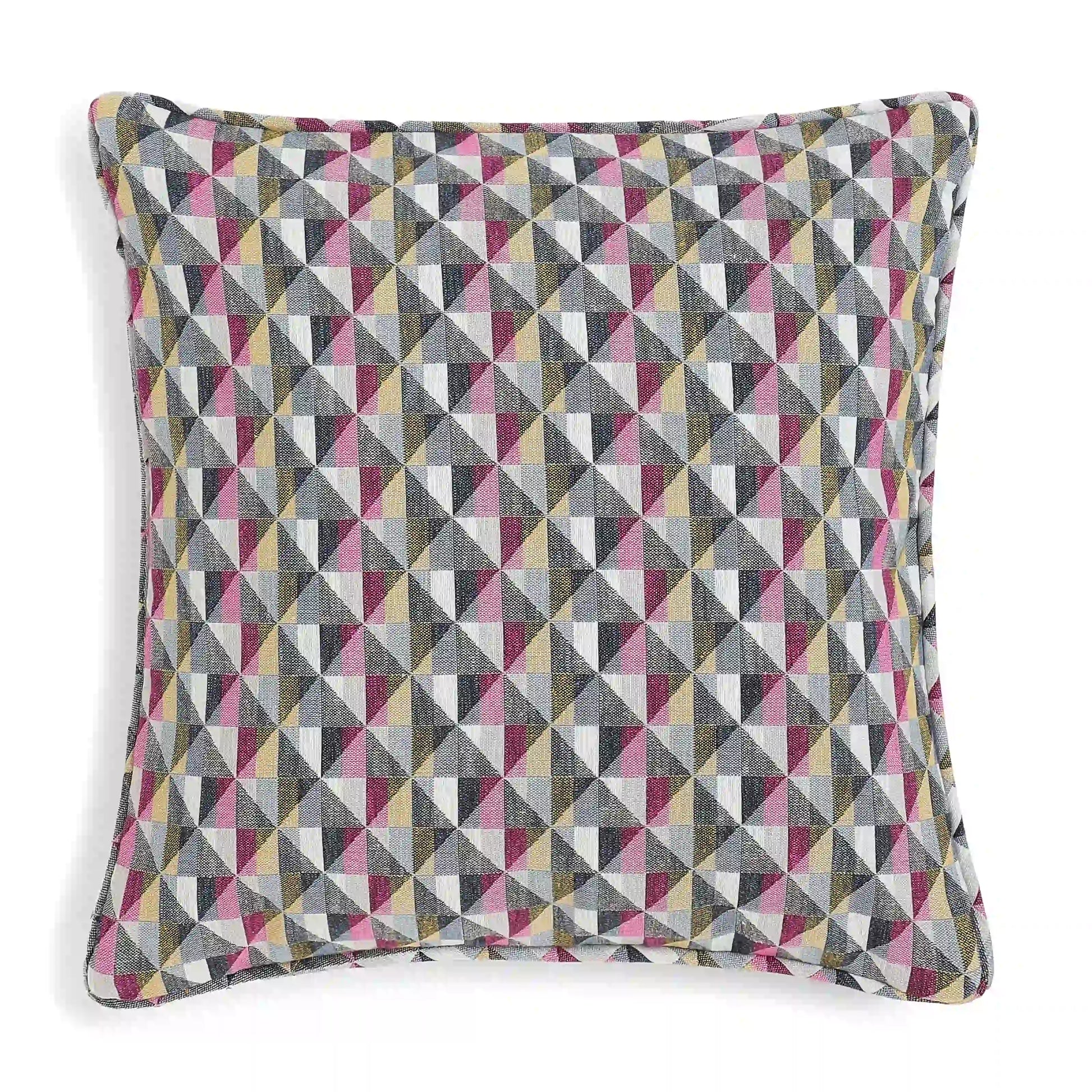 Vissencia Woven Cushion Cover | Colourful Grid Vintage Facets / Cushion Cover (51cm x 51cm)