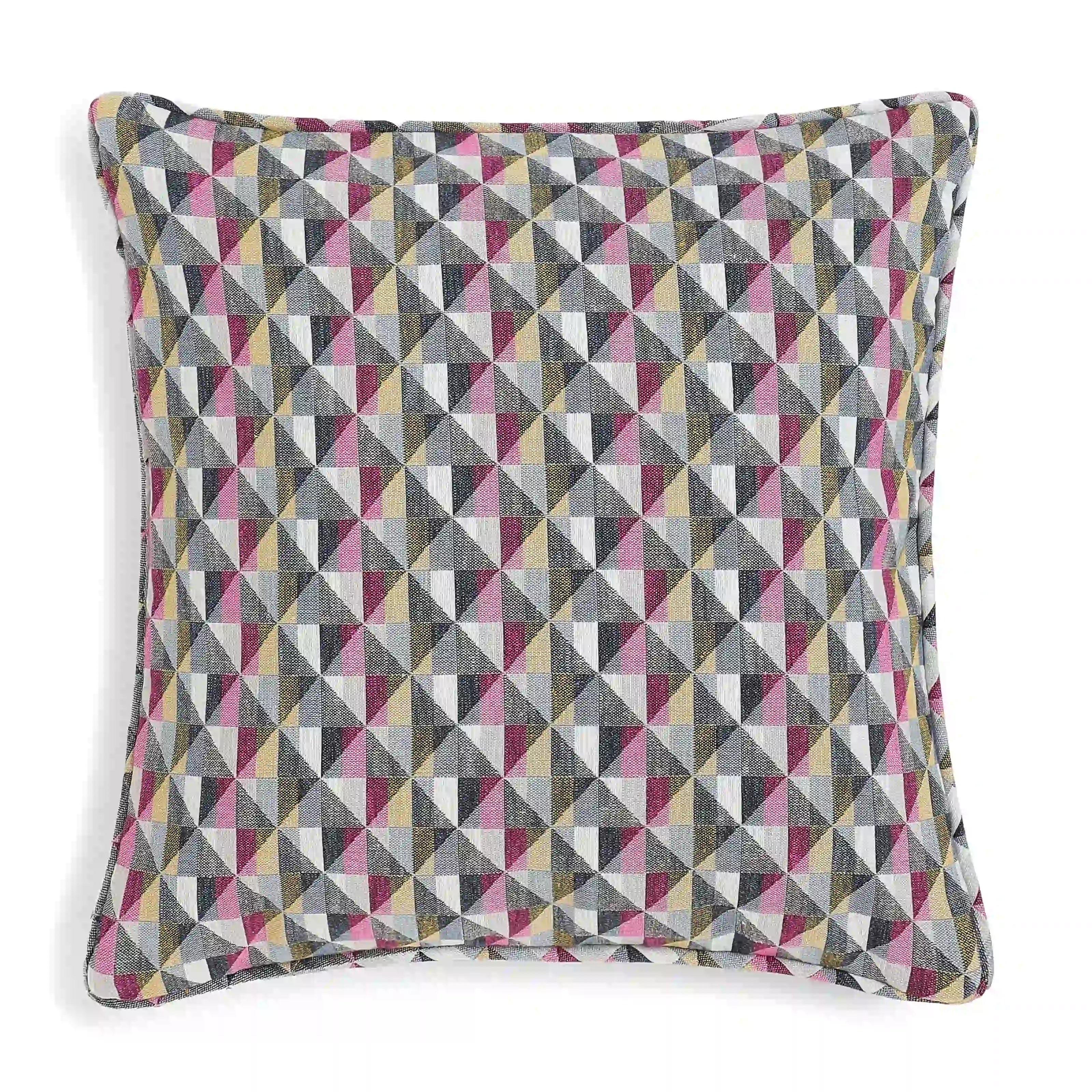 Vissencia Woven Cushion Cover | Colourful Grid Vintage Facets / Cushion Cover (51cm x 51cm)