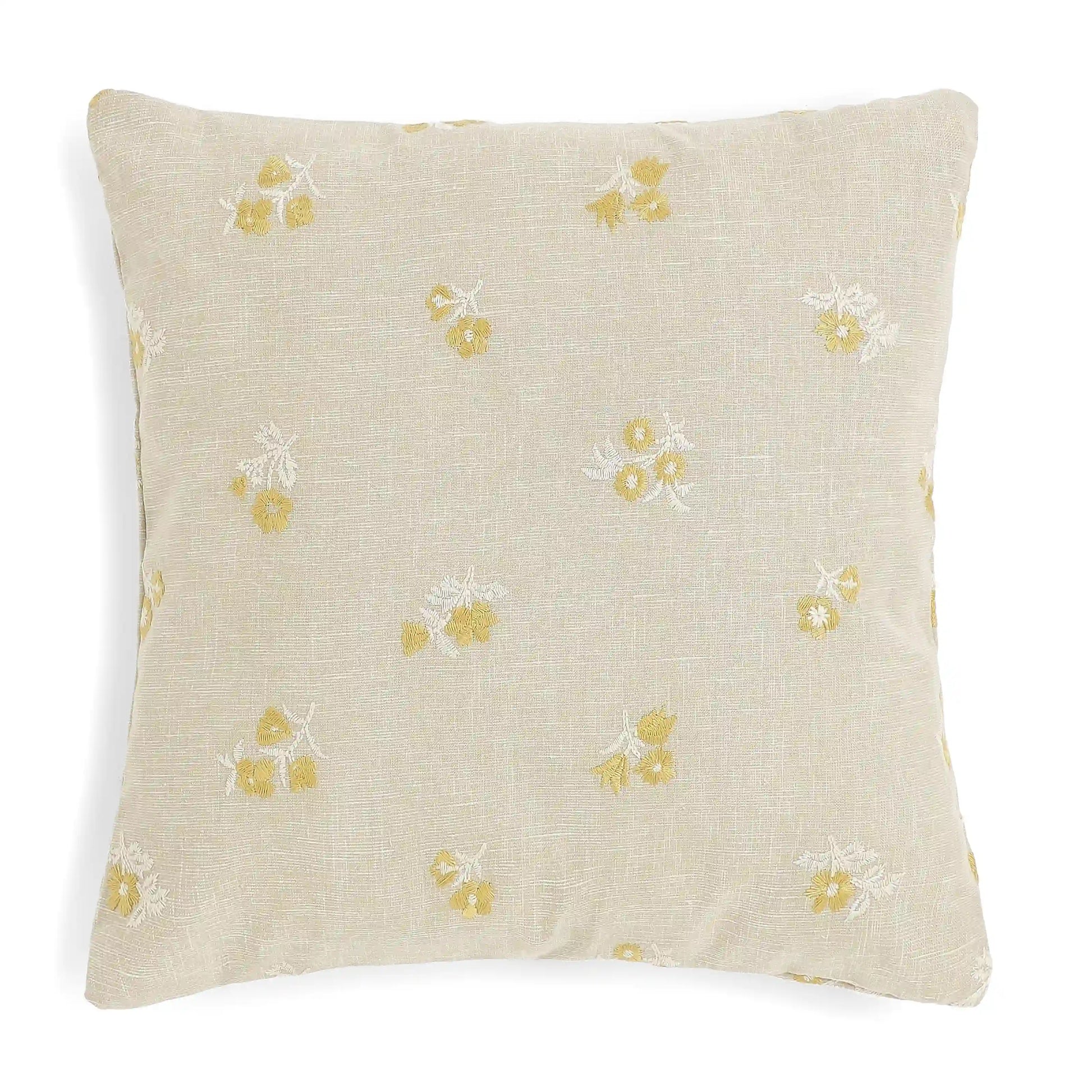 Vissencia Embroidered Cushion Cover | Threaded Petals Honey / Cushion Cover (41cm x 41cm)
