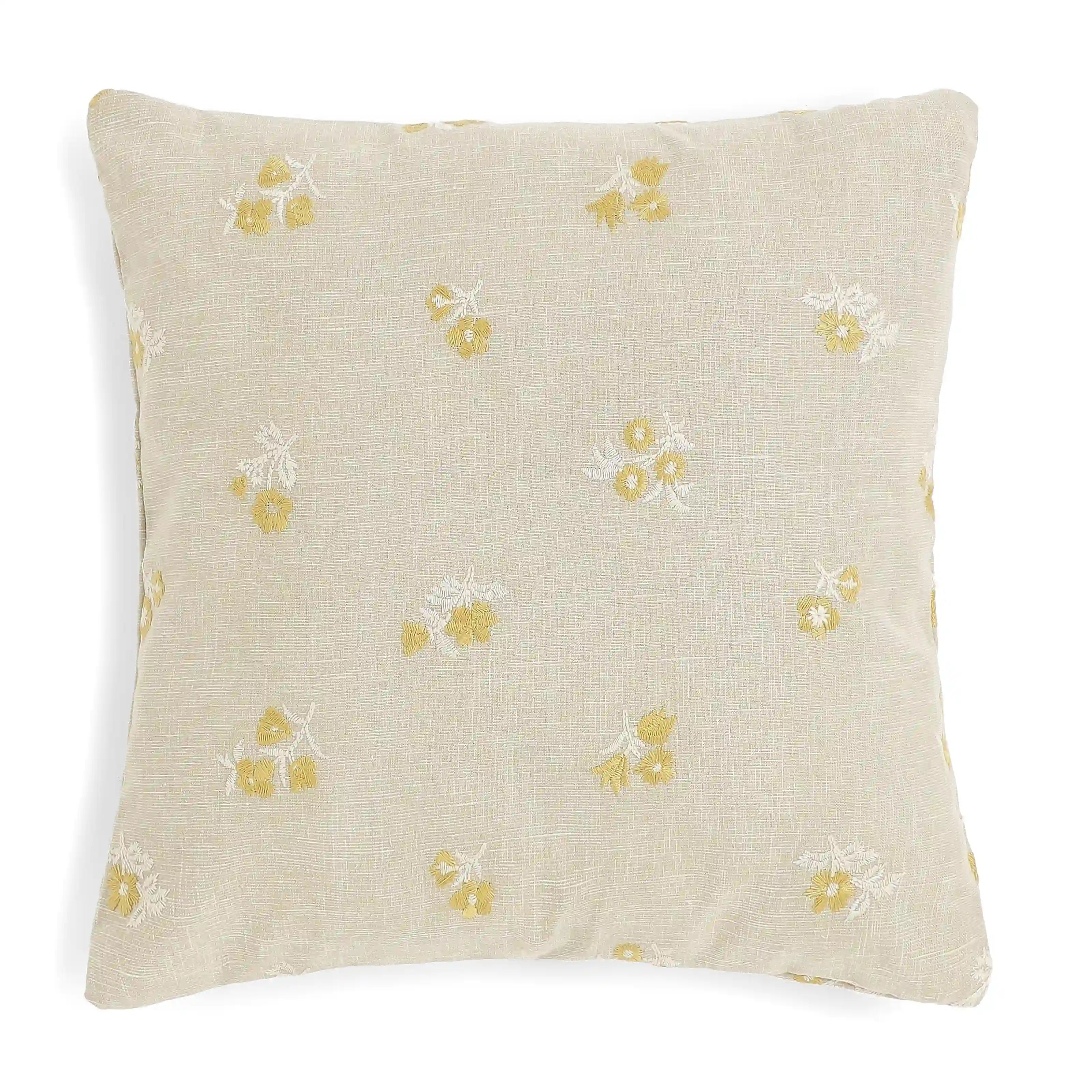 Vissencia Embroidered Cushion Cover | Threaded Petals Honey / Cushion Cover (41cm x 41cm)