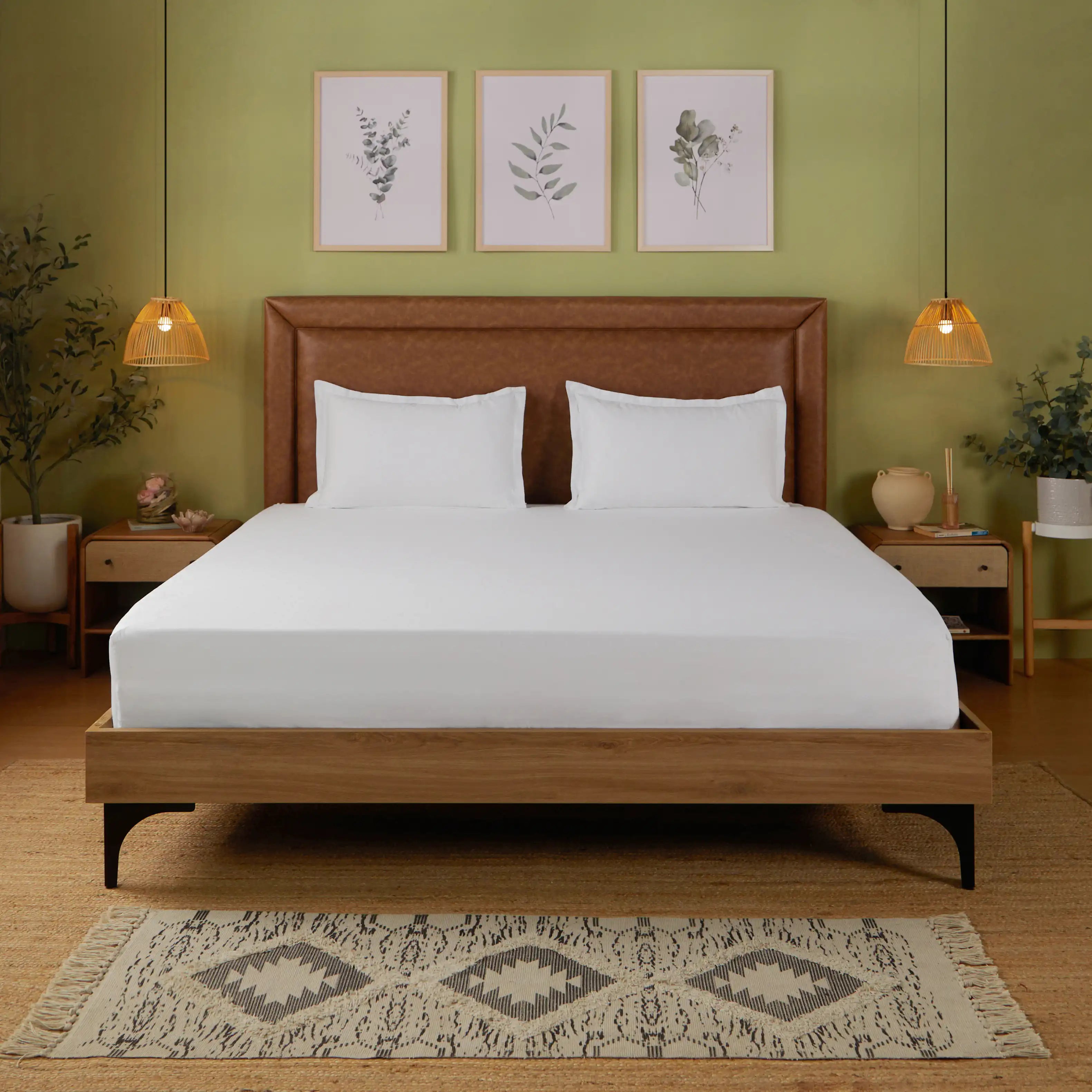 Ricaso 100% Cotton Super King Bedsheet Set White / Super King