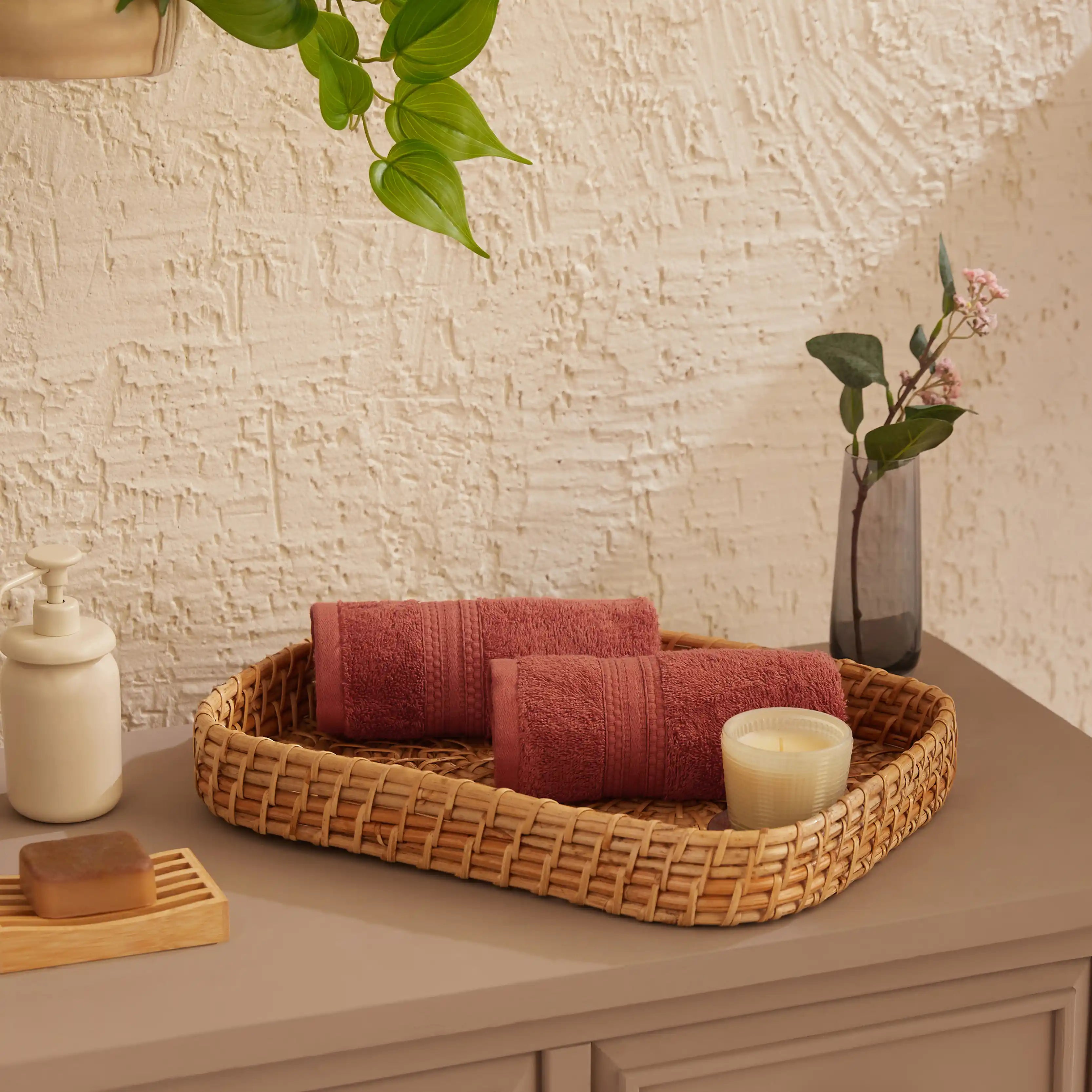 Paleto 100% Cotton Hand Towel Burnt Red / Hand Towel (40cm x 60cm)