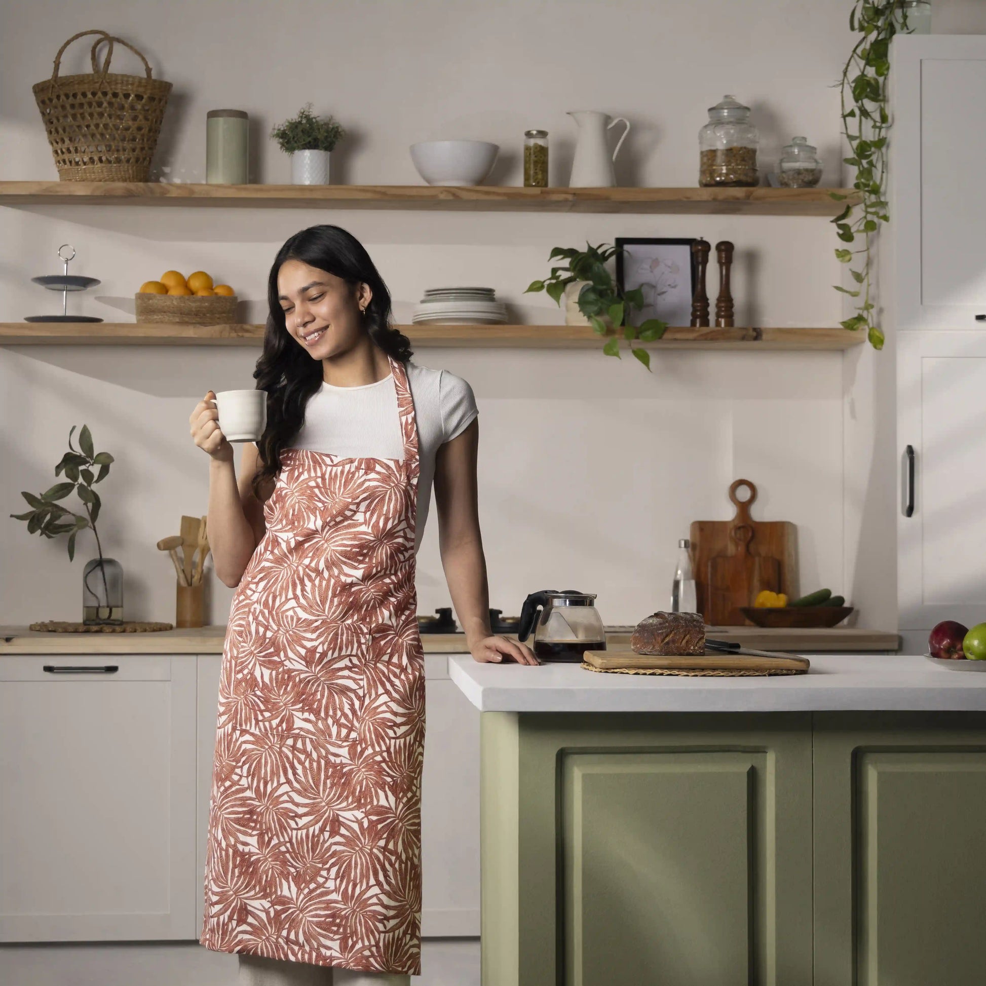 Nonna's Home 100% Polyester Apron Coppery Ferns / Apron (70cm x 90cm)
