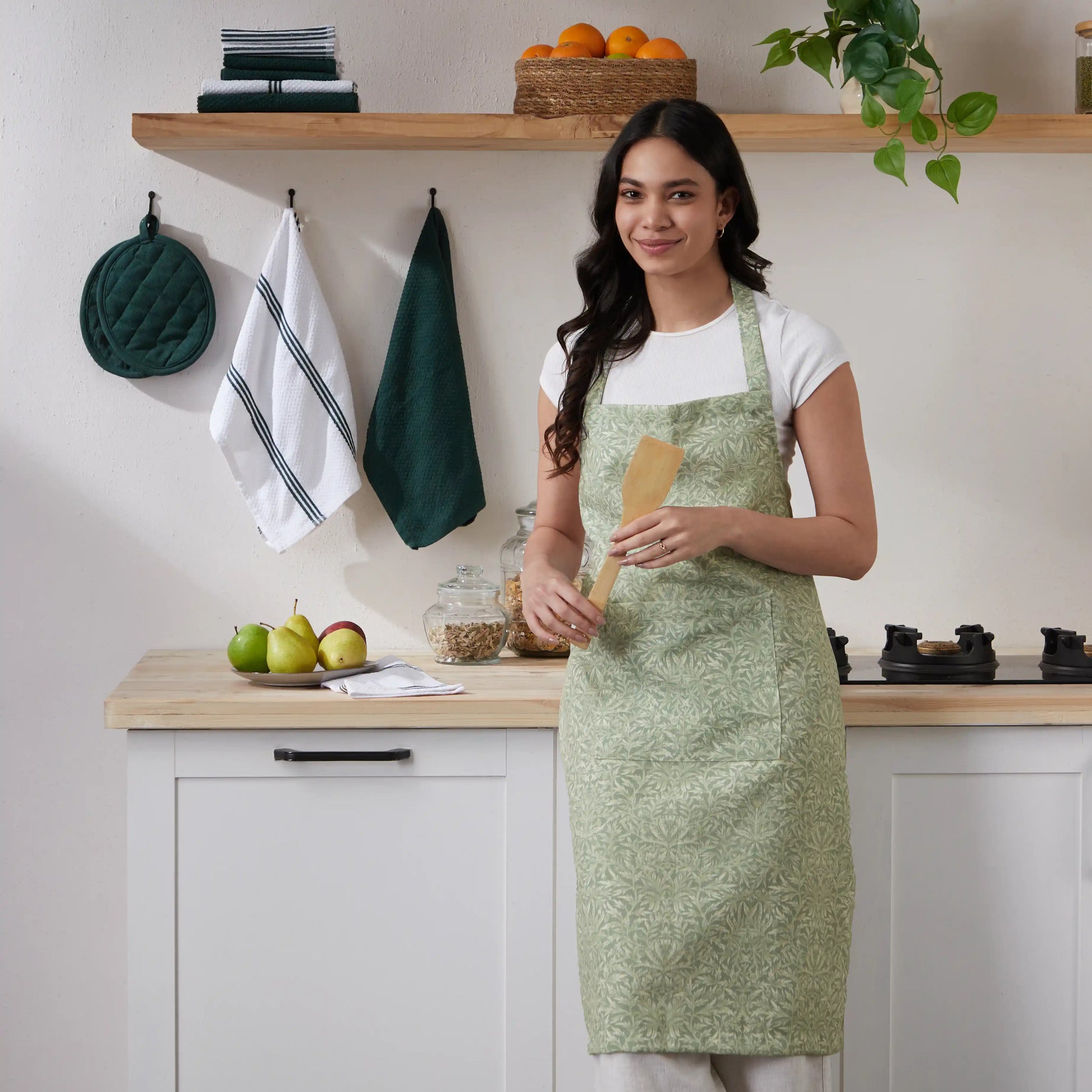 Kaleida Polyester Linen Blend Apron Thyme Therapy-Floral / Apron (70cm x 90cm)
