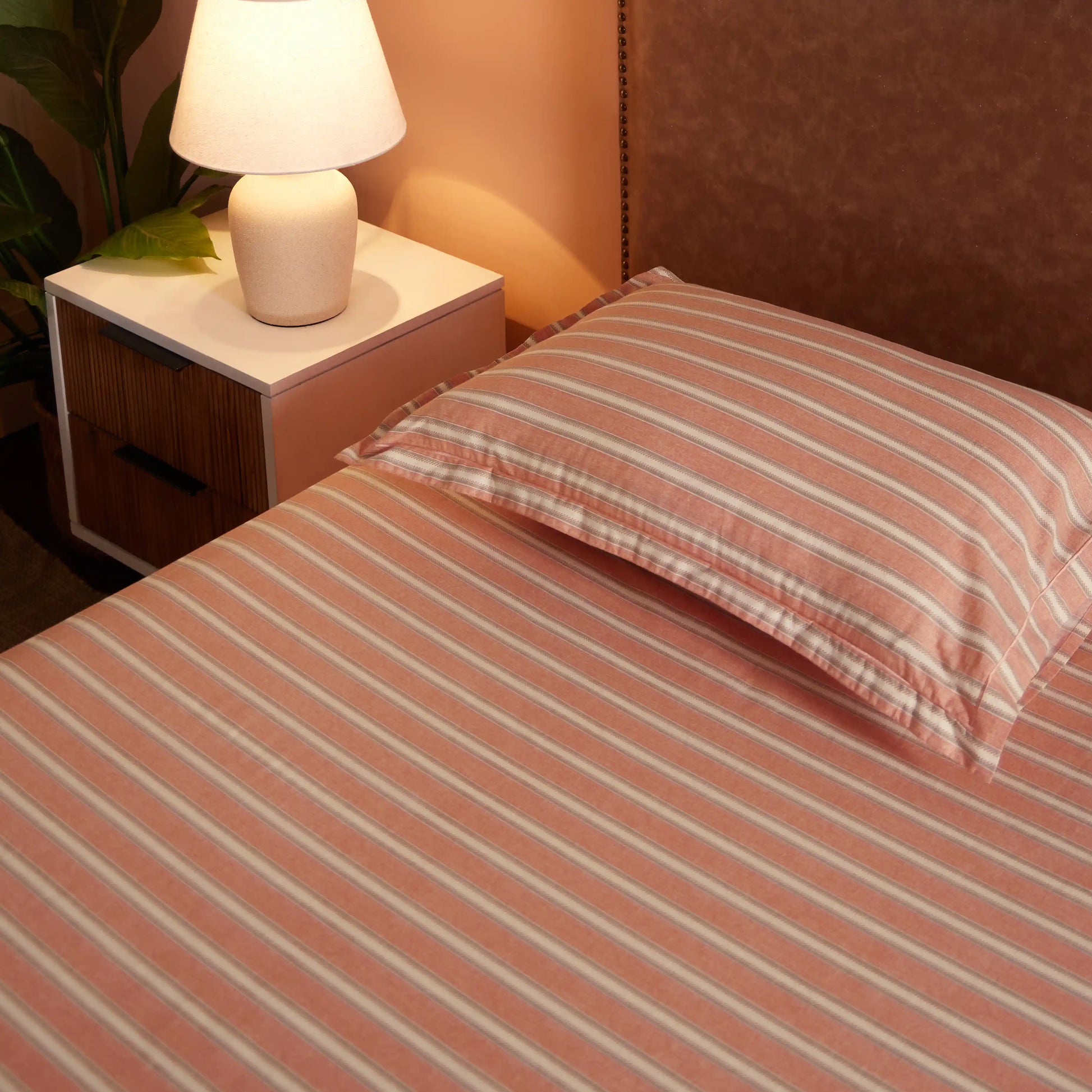Threadscapes Printed Bedsheet Set-Peach Peach / Single