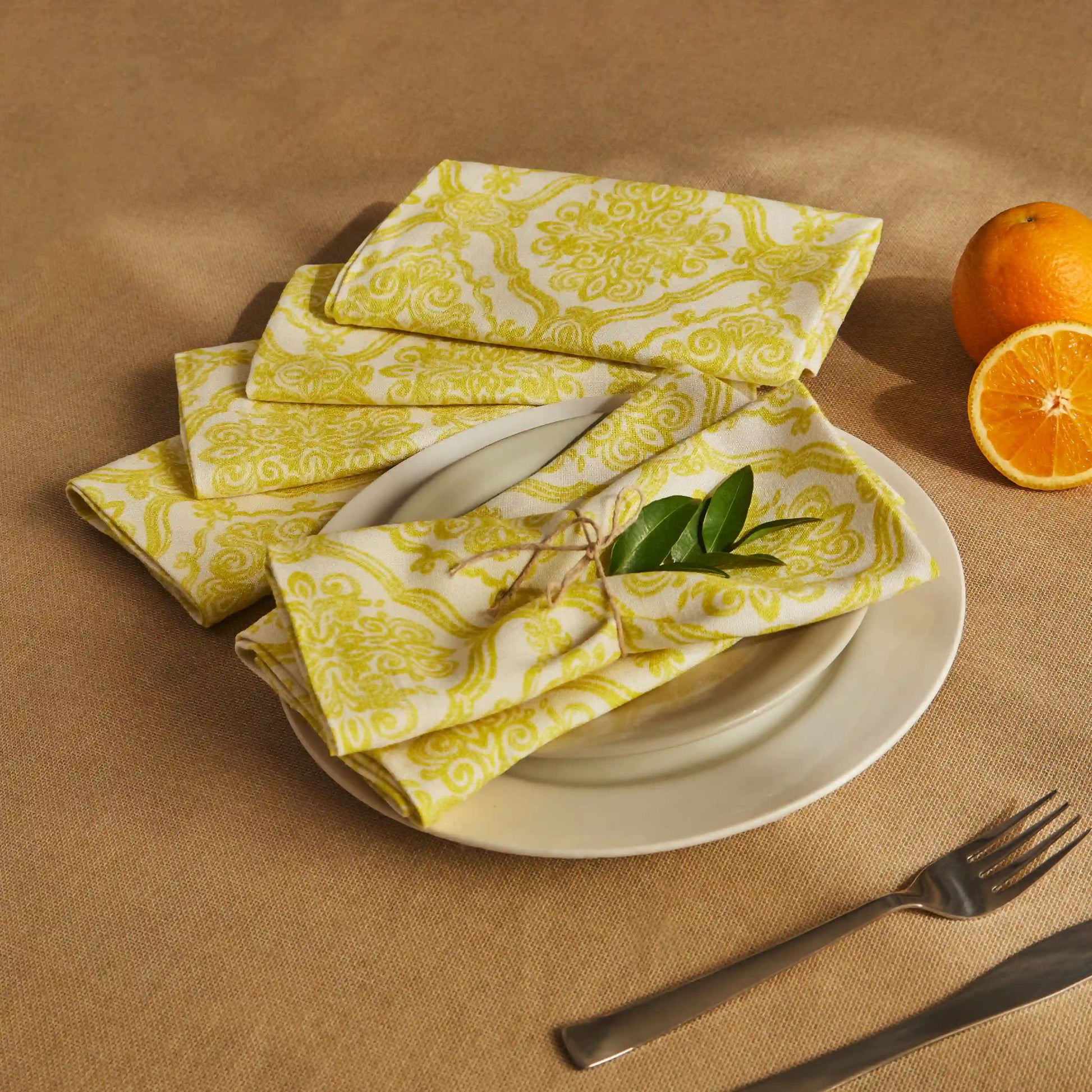 Nonna's Home 100% Cotton Table Napkin Set Vintage Baroque / Pack of 6