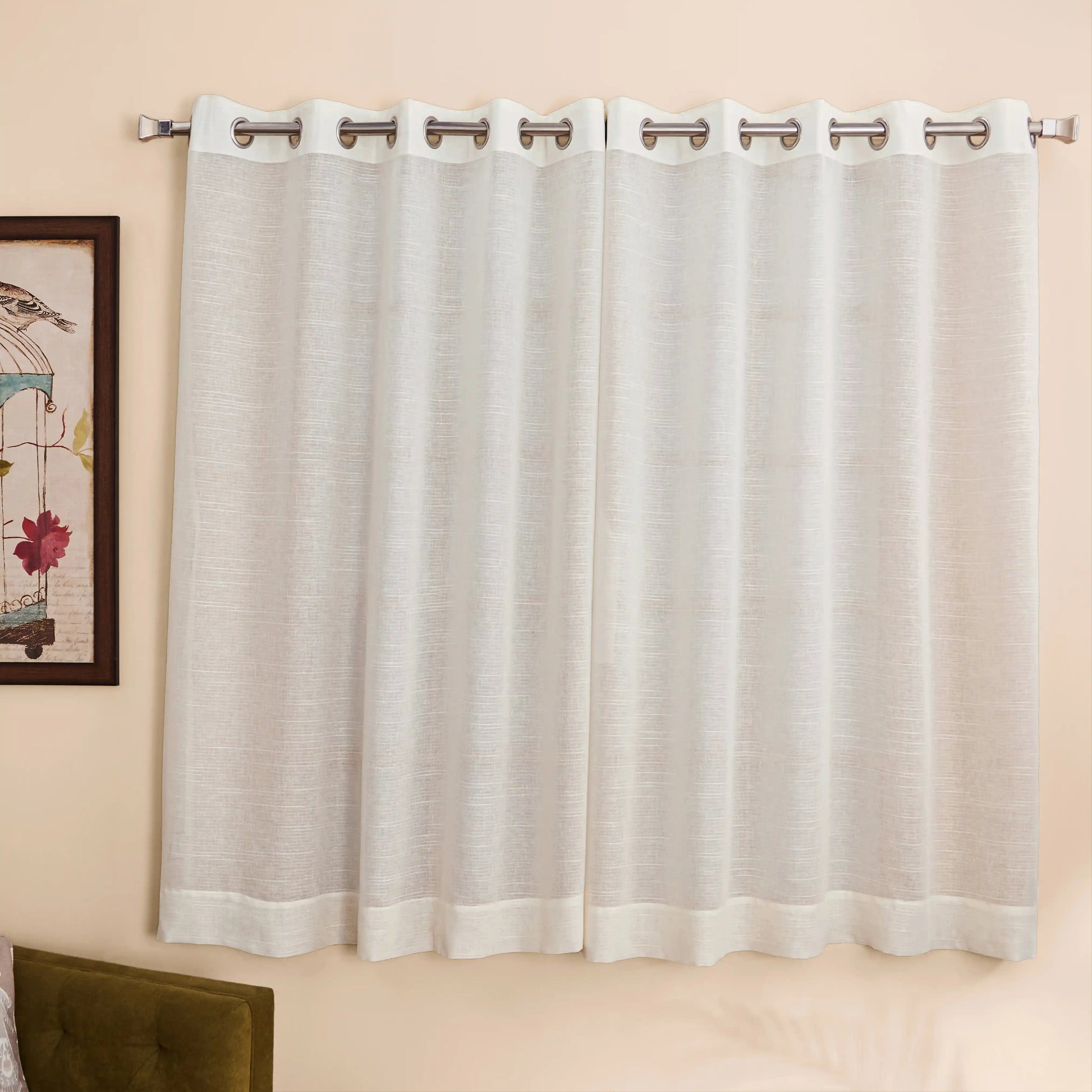 Velina Set Of 2 Sheer Readymade Curtains | 
Tinted Hues Snow / Window (5ft X 4.4ft)