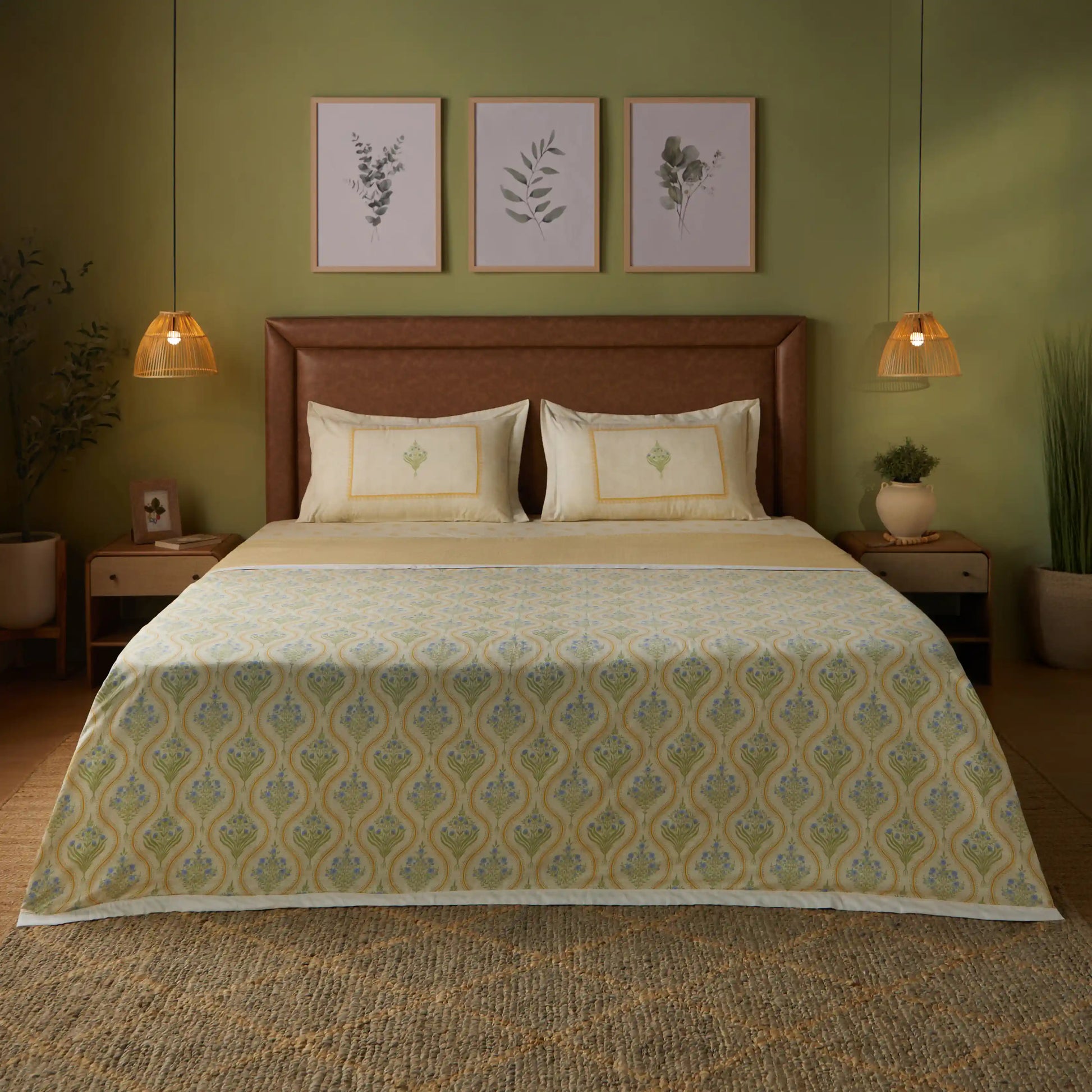 Chippa Lane | Contemporary Indian Print Design Reversible Dohar with Super Soft Flannel Layering-Mustard Mustard / Double