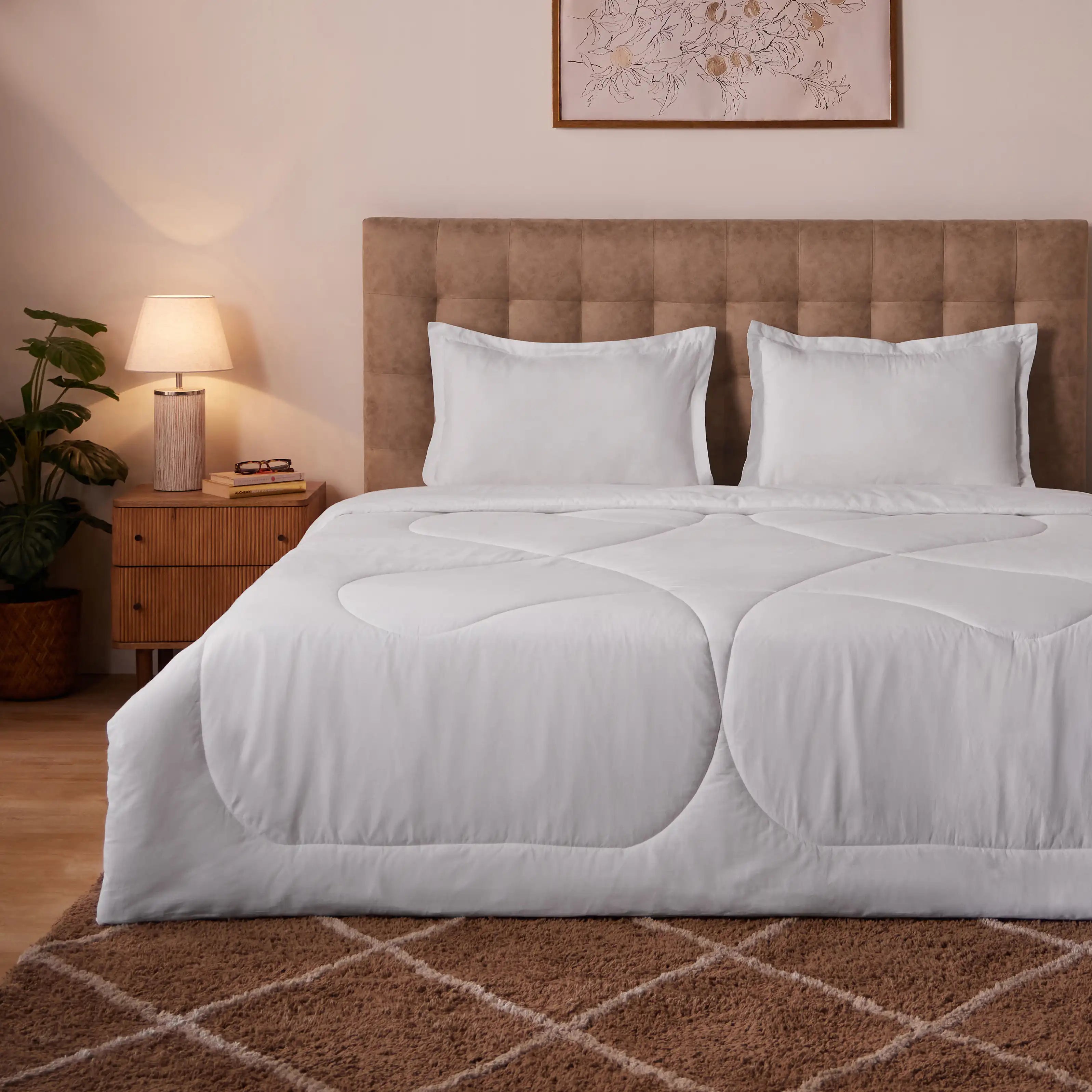 Paleto | Everyday Hues Cotton Solid Dyed 240GSM Comforter for Extra Warmth-White White / Double