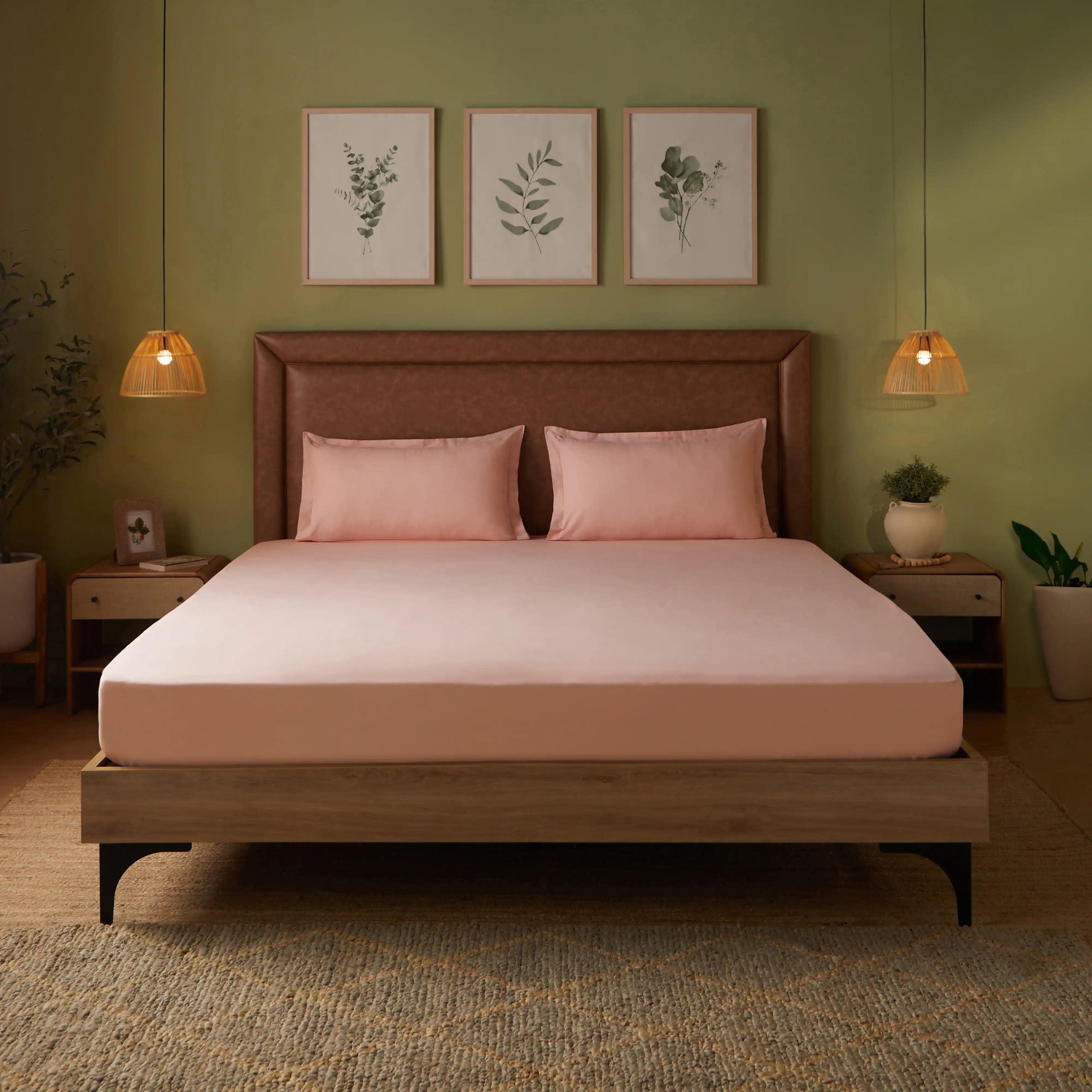Paleto | Everyday Hues Solid Dyed Cotton Fitted Sheet Set-Veiled Rose Veiled Rose / Queen