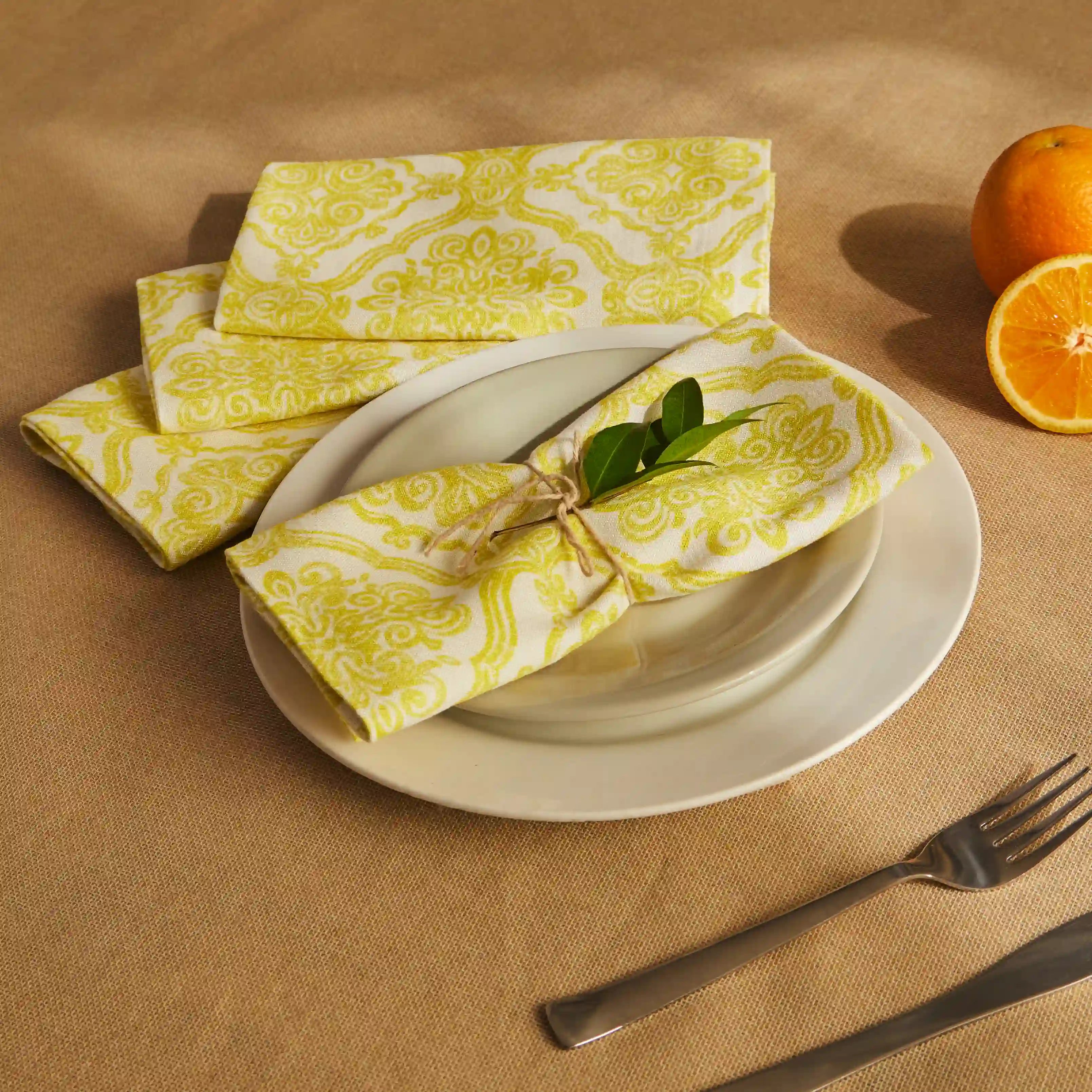 Nonna's Home 100% Cotton Table Napkin Set Vintage Baroque / Pack of 4