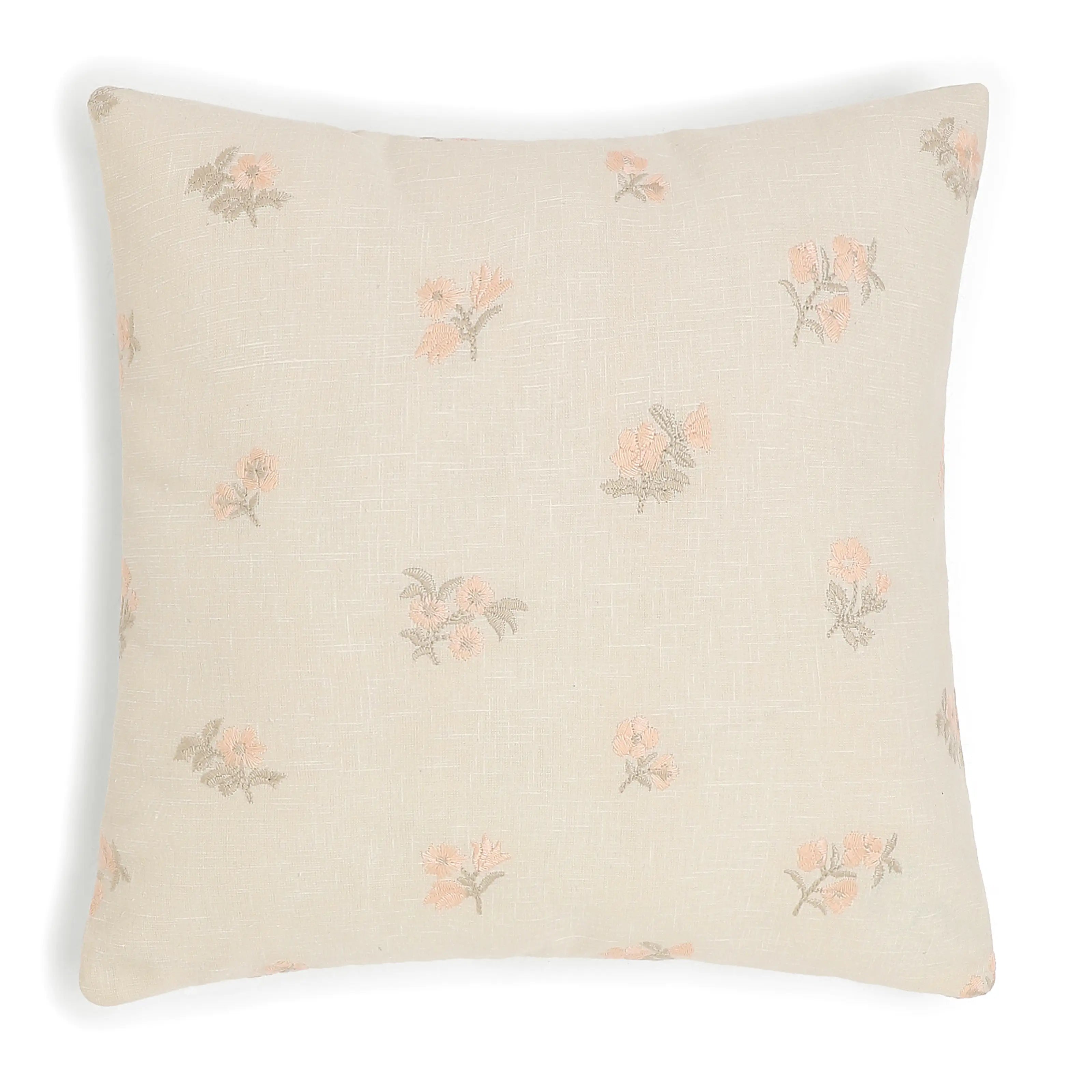 Vissencia Embroidered Cushion Cover | Threaded Petals Blush / Cushion Cover (41cm x 41cm)