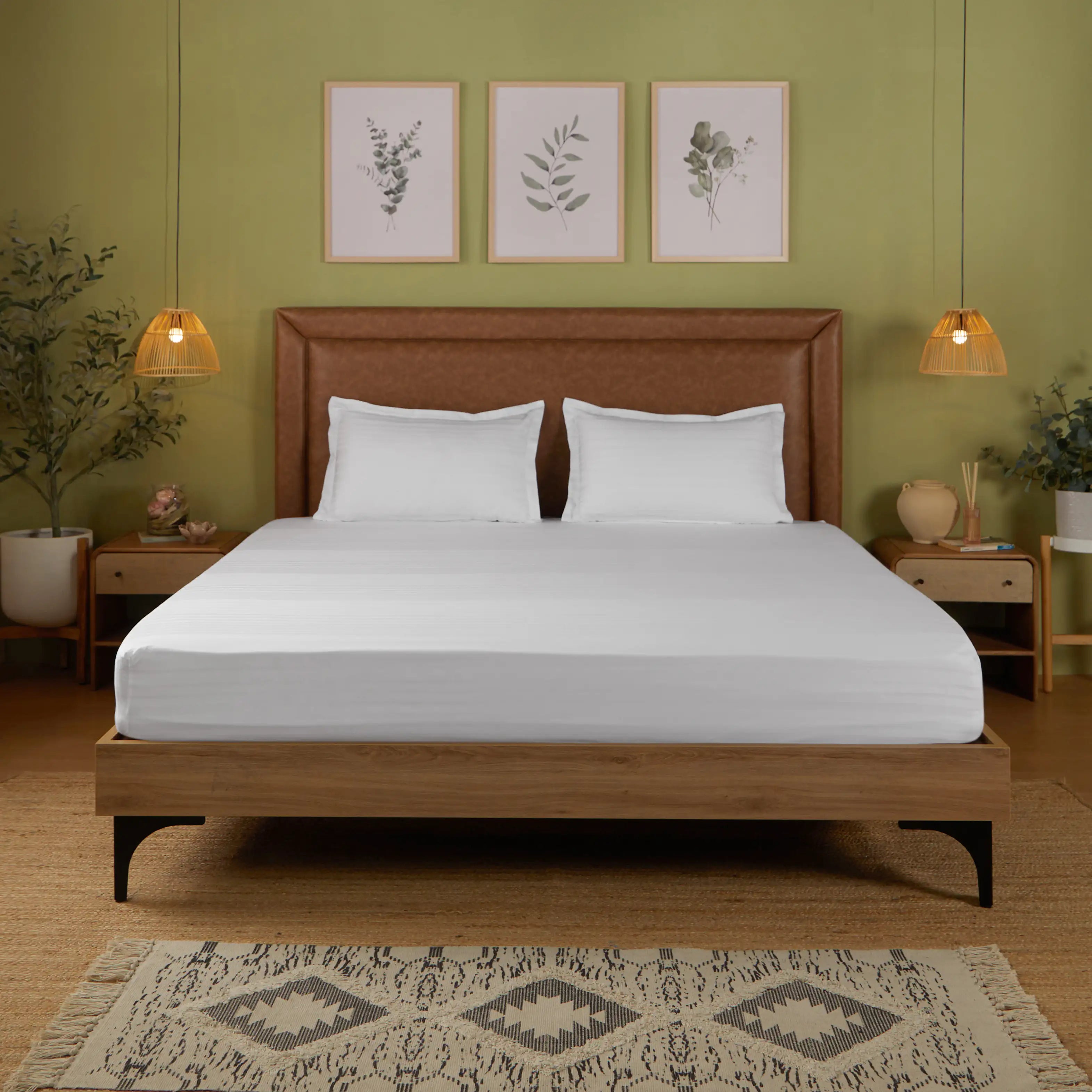 Seraya 100% Cotton Super King Bedsheet Set White / Super King