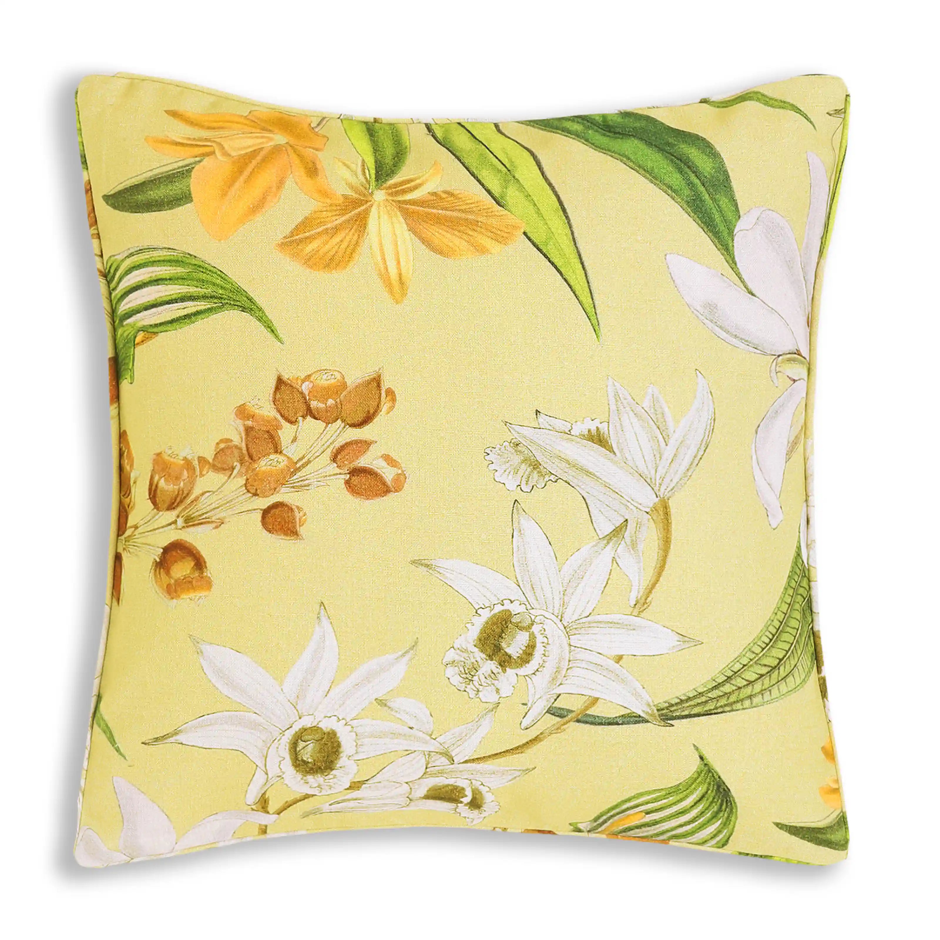 Espricia Printed Cushion Cover | Botanic Hues Light Yellow / Cushion Cover (41cm x 41cm)