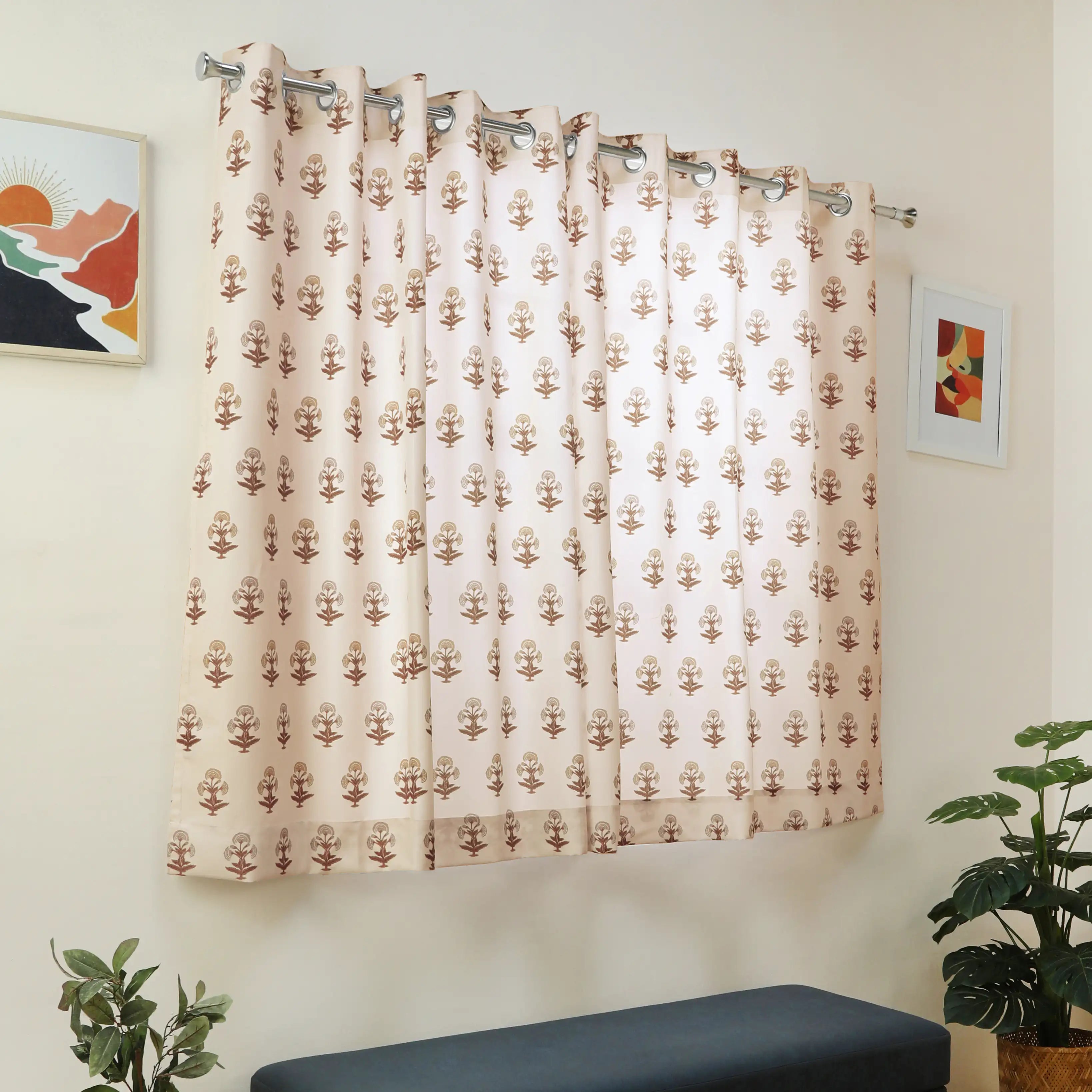 Chippa Lane Set Of 2 Printed Readymade Curtains | 
Jaipur Echo Biscotti / Window (5ft X 4.4ft)