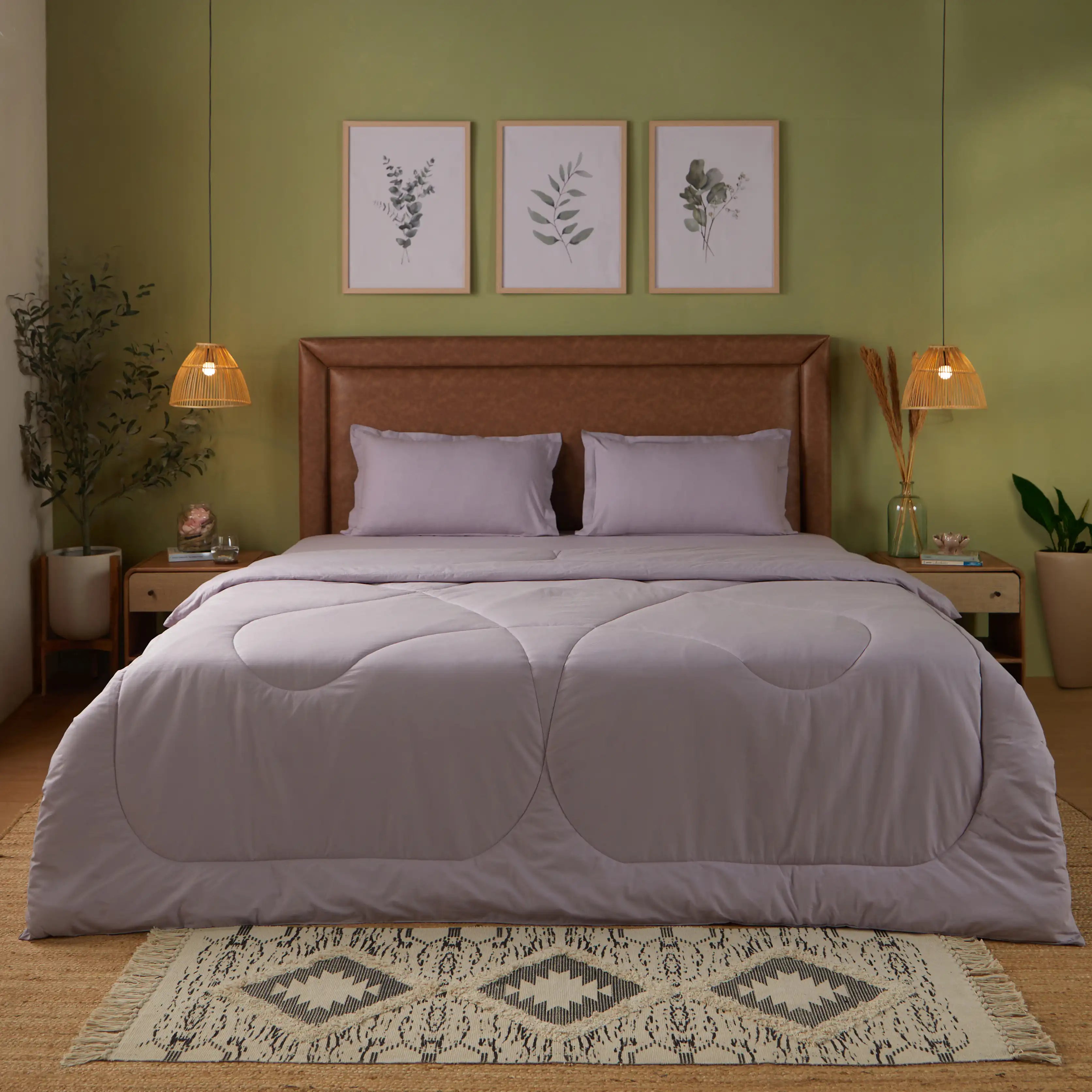 Paleto | Everyday Hues Cotton Solid Dyed 240GSM Comforter for Extra Warmth-Grey Lavender Grey Lavender / Double