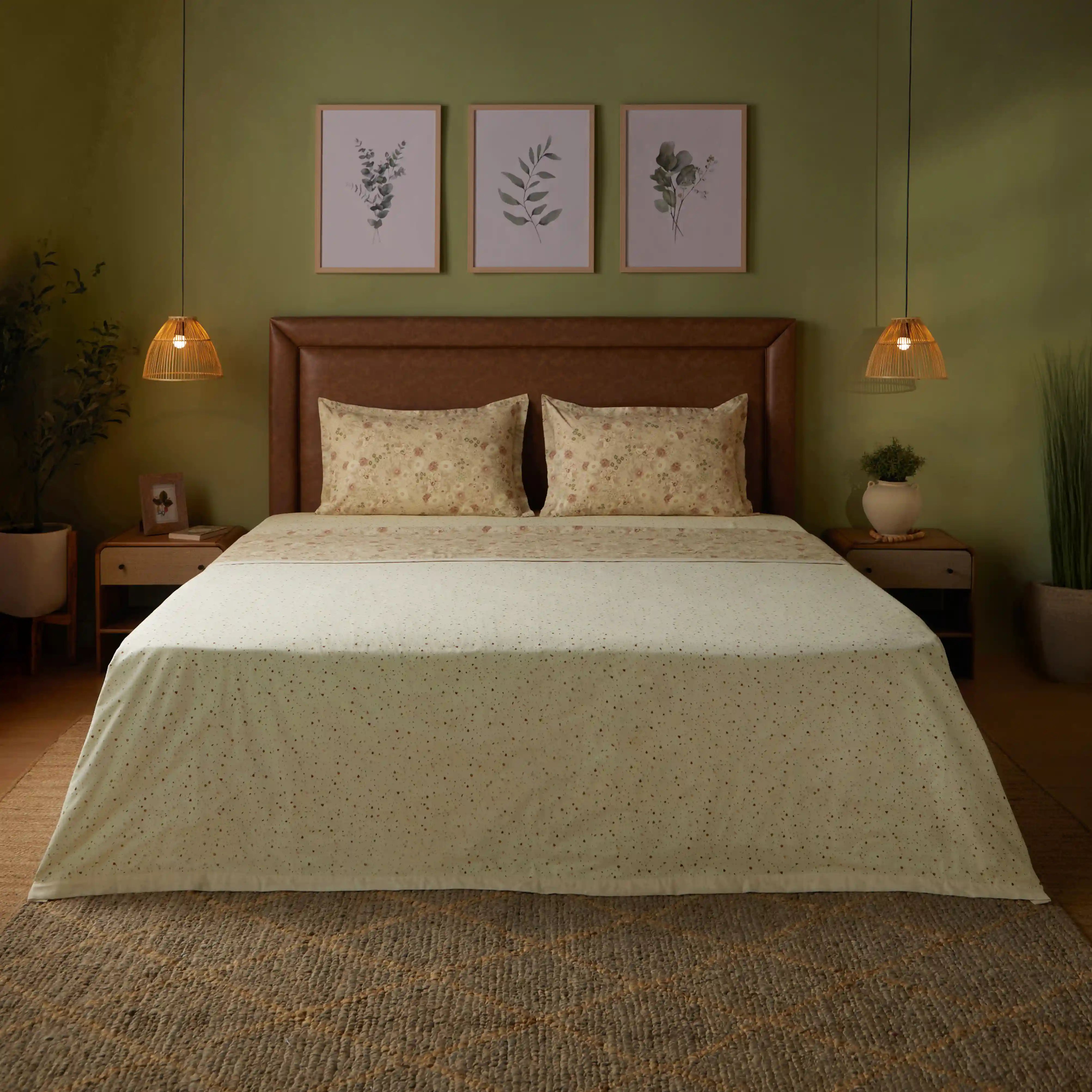 Mishella Printed Cream Bedding Set-1 (Dbl Bedsheet + Dbl Dohar) Cream / Double