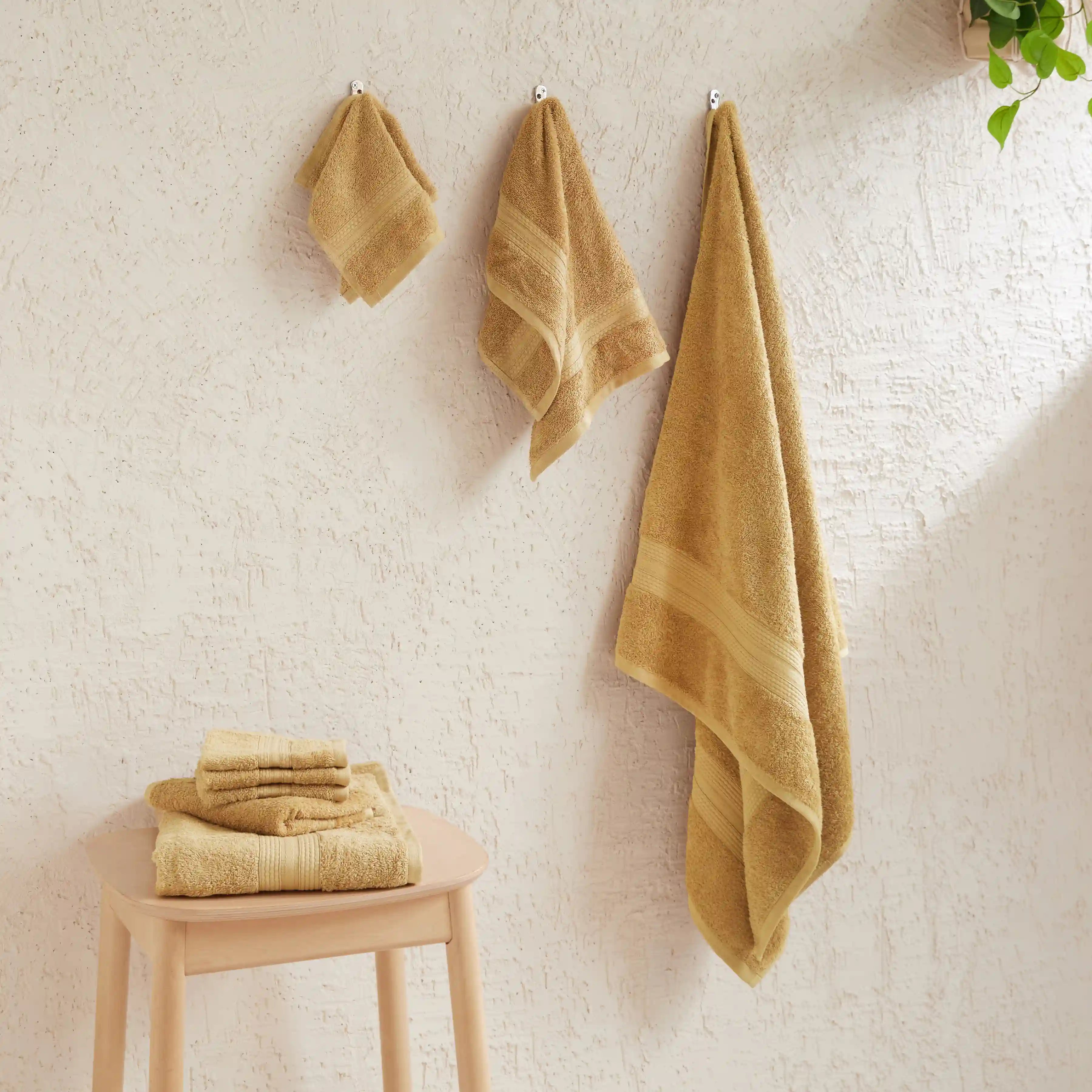 Paleto | Everyday Essentials Absorbent Ring Spun Cotton 8 Piece Terry Towel Set | Set of Bath, Hand & Face Towels Beige / 8 Piece Set
