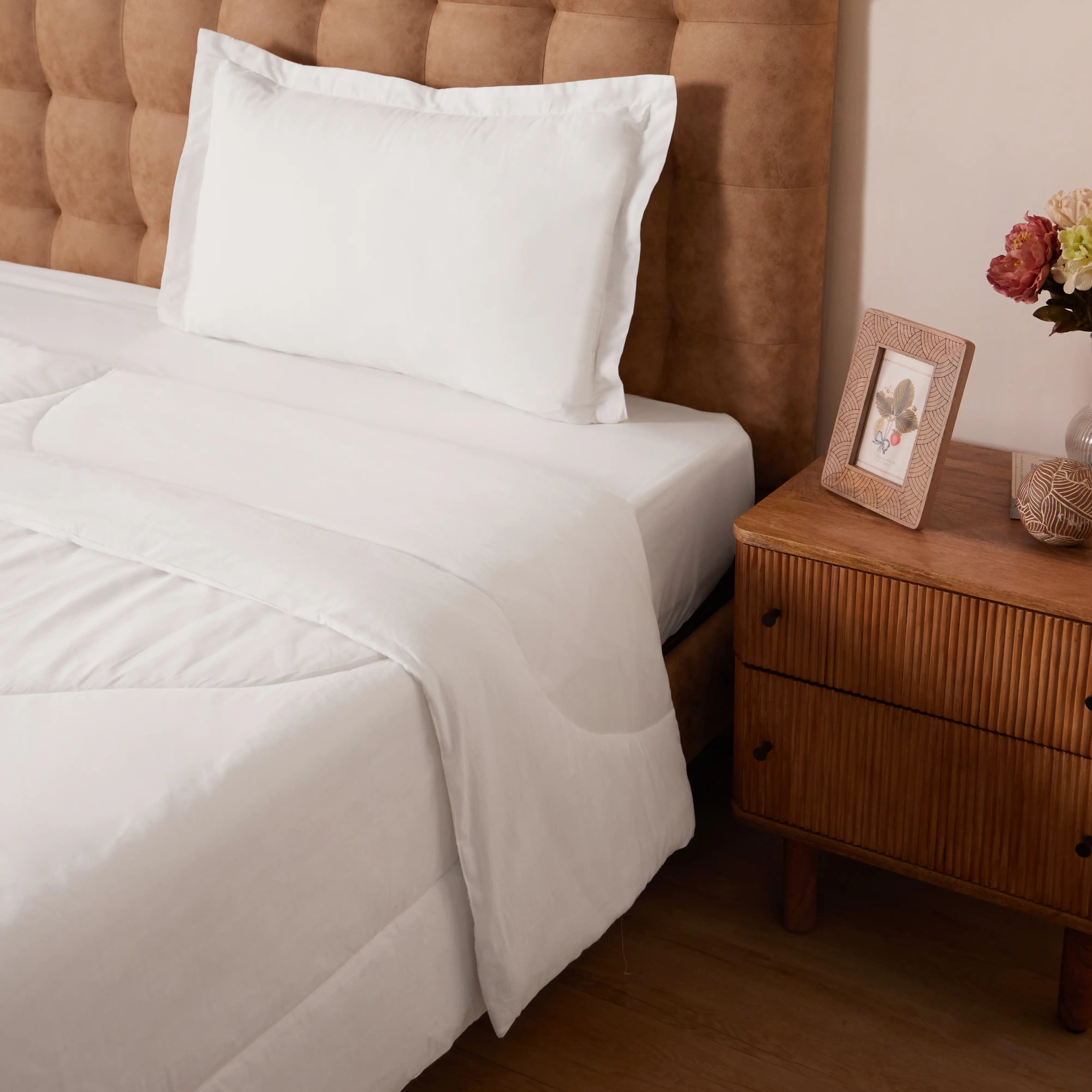 Paleto | Everyday Hues Cotton Solid Dyed 120GSM Comforter-White White / Single
