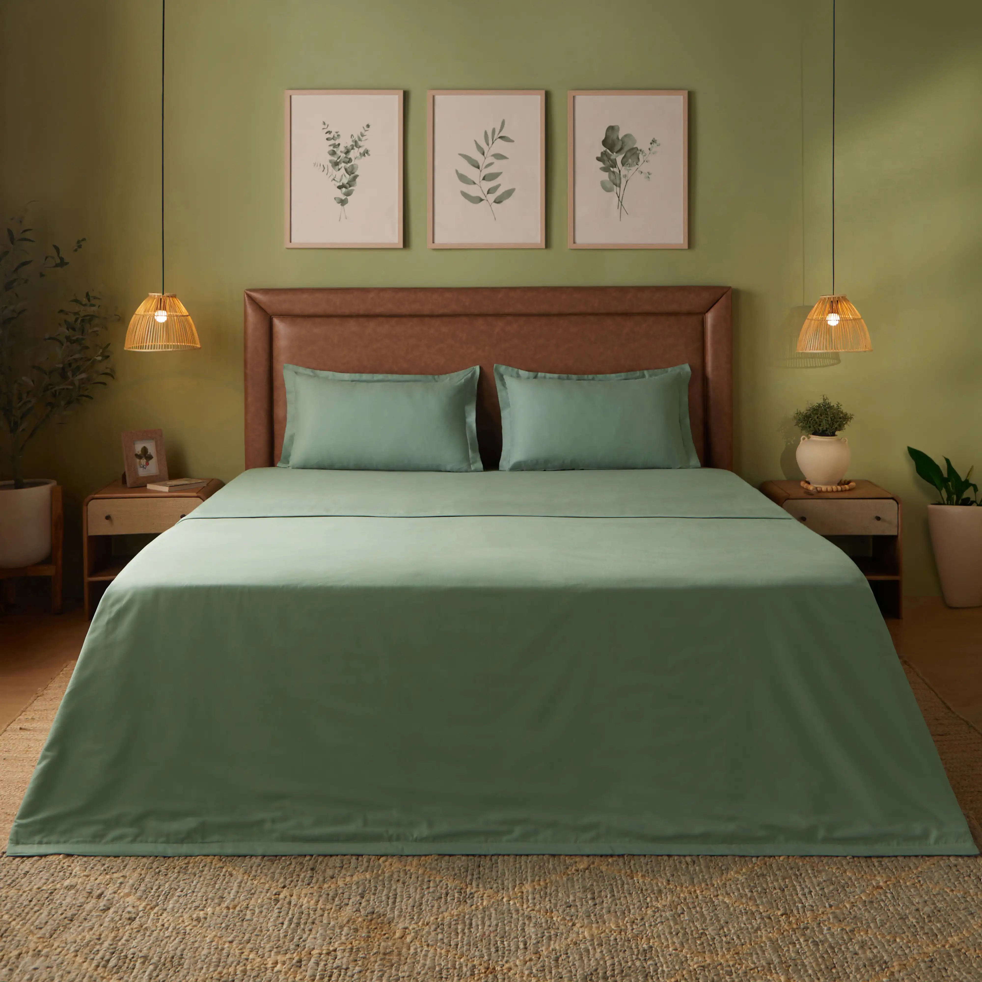 Paleto | Everyday Hues Cotton Solid Dyed Dohar with Super Soft Flannel Layering-Green Sage Green Sage / Double