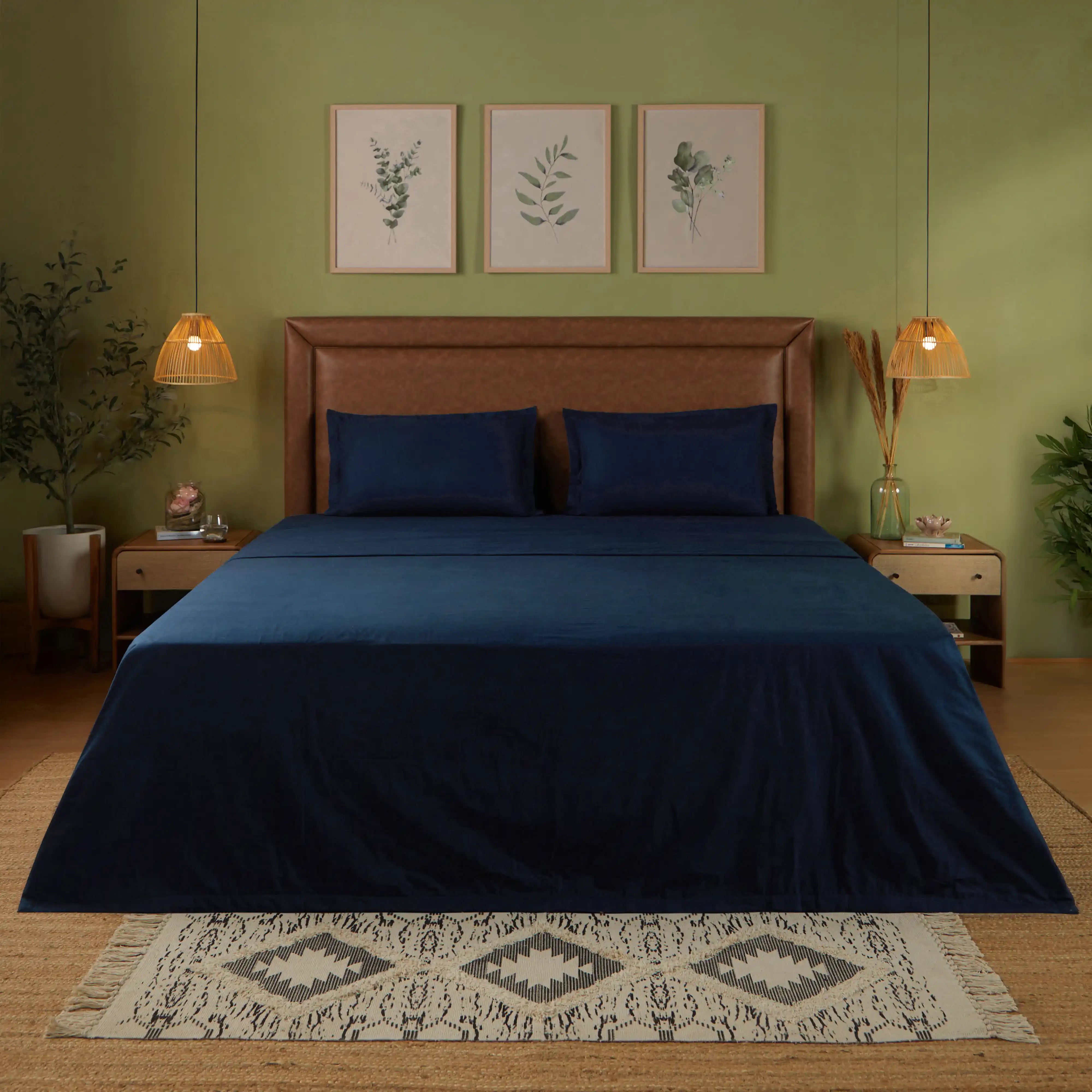Paleto | Everyday Hues Cotton Solid Dyed Dohar with Super Soft Flannel Layering-Navy Navy / Double