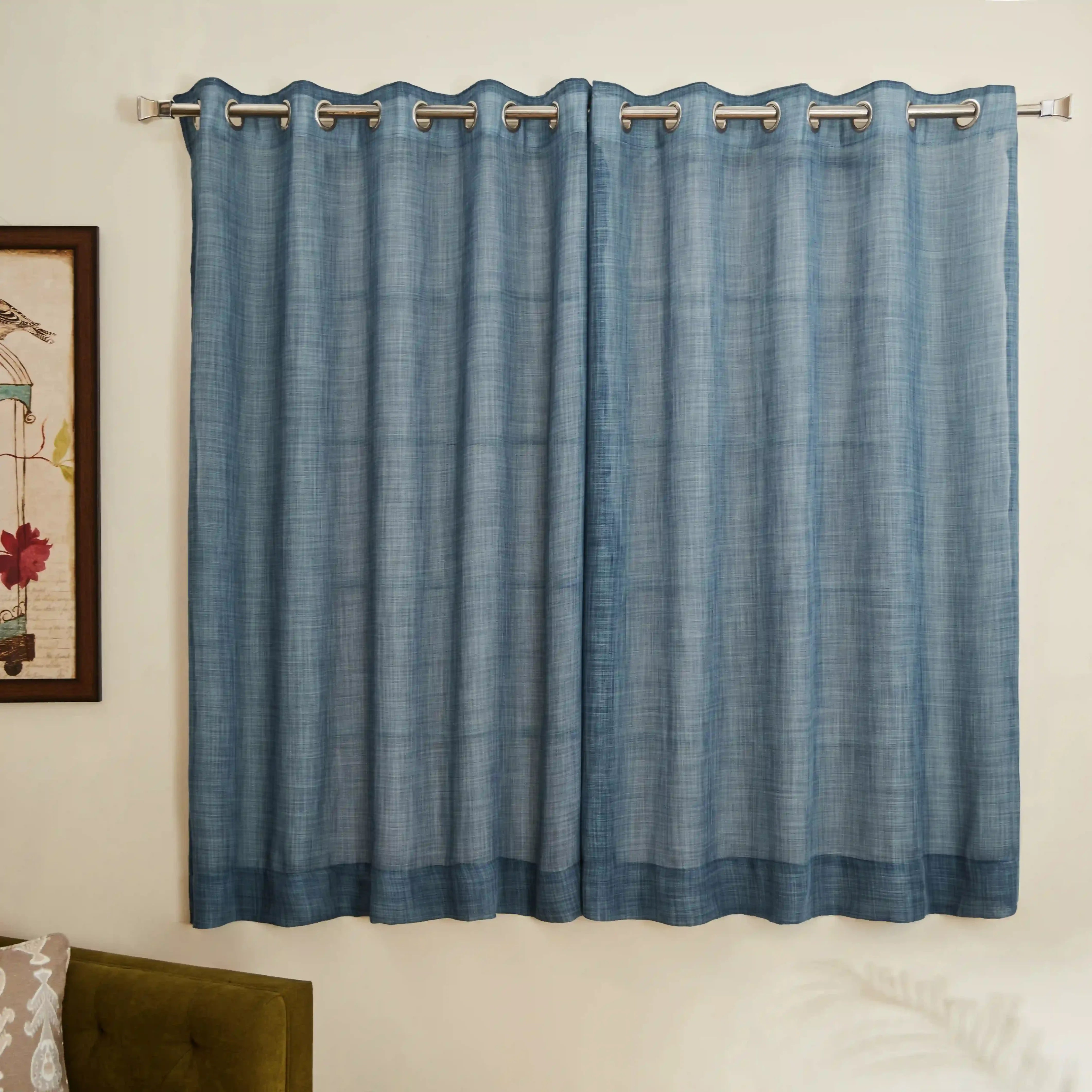 Velina Set Of 2 Sheer Readymade Curtains | 
Earthbound Denim / Window (5ft X 4.4ft)