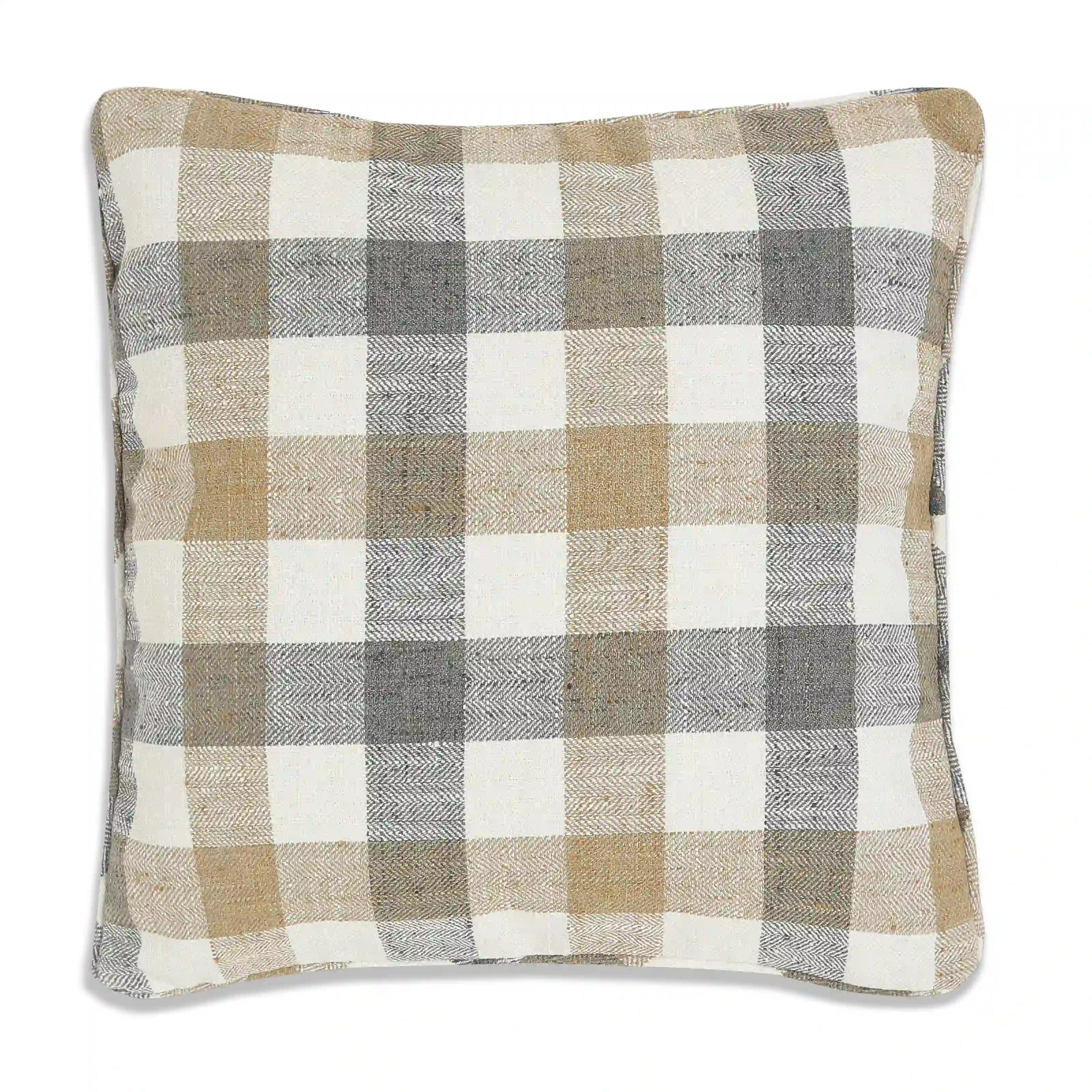 Espricia Woven Cushion Cover | Check Mate Beige / Cushion Cover (51cm x 51cm)